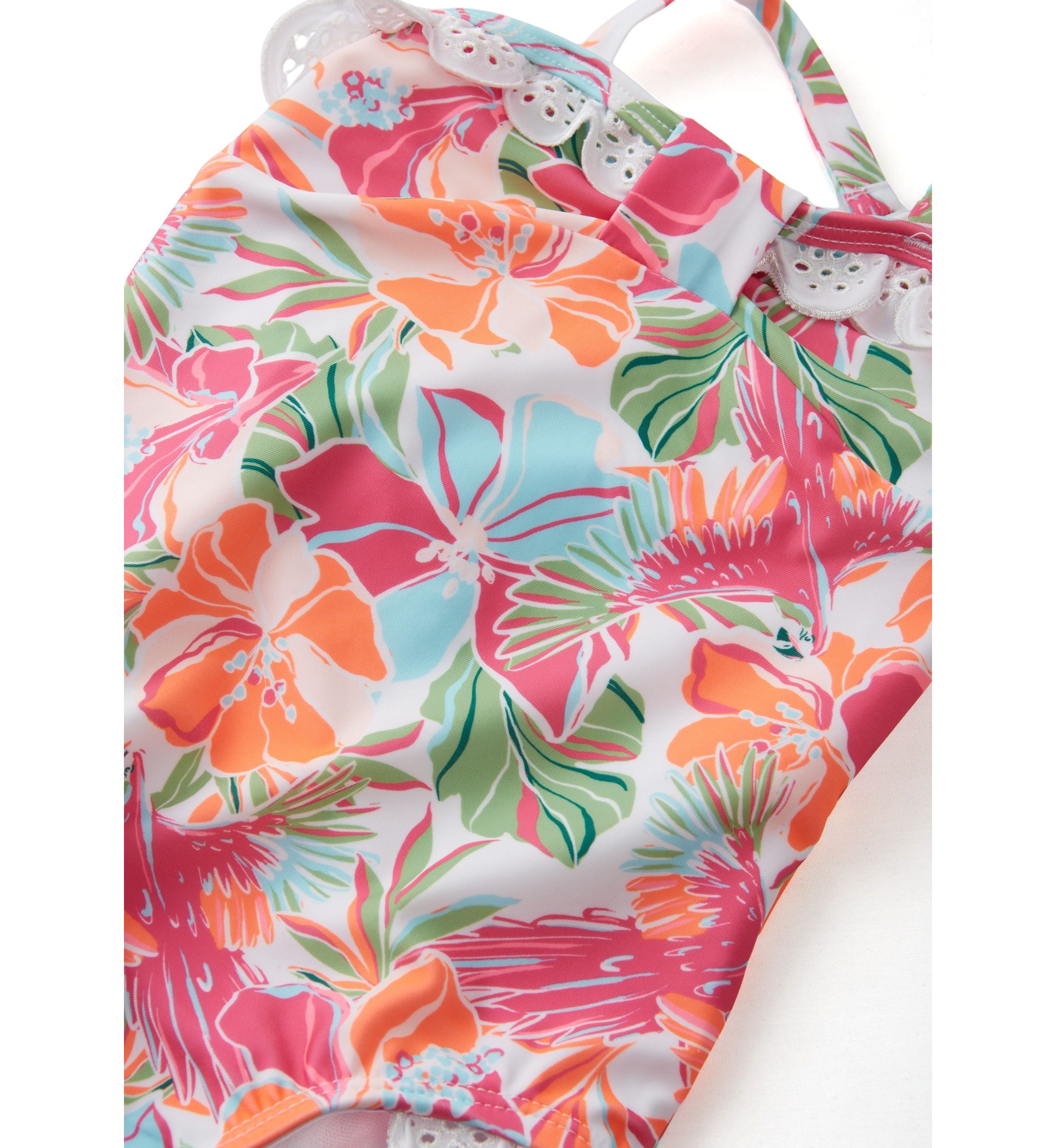 Baby Girls Tropical Eyelet Trim One Piece Swimsuit