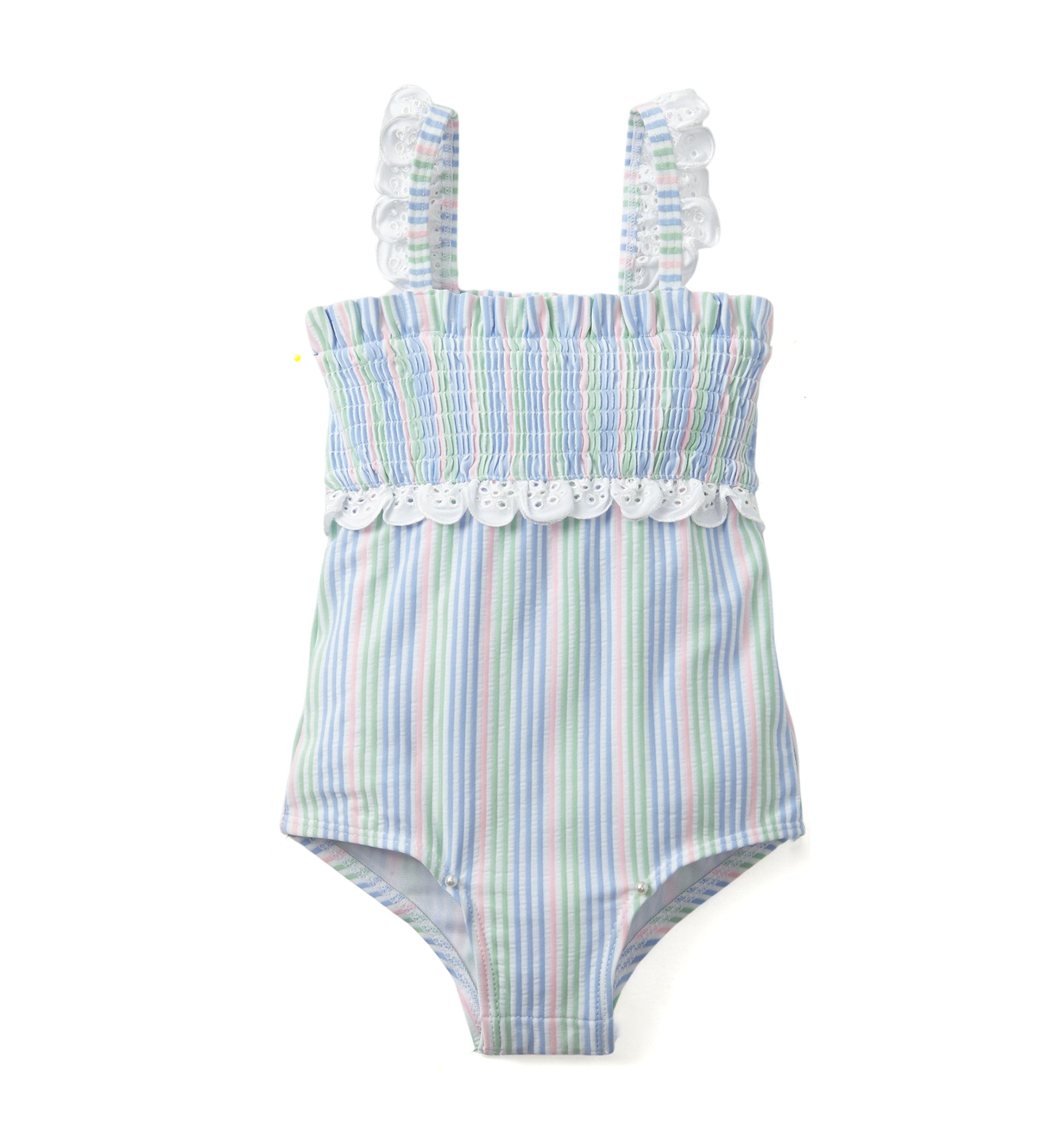 Baby Girls Smocked Stripe One Piece Swimsuit