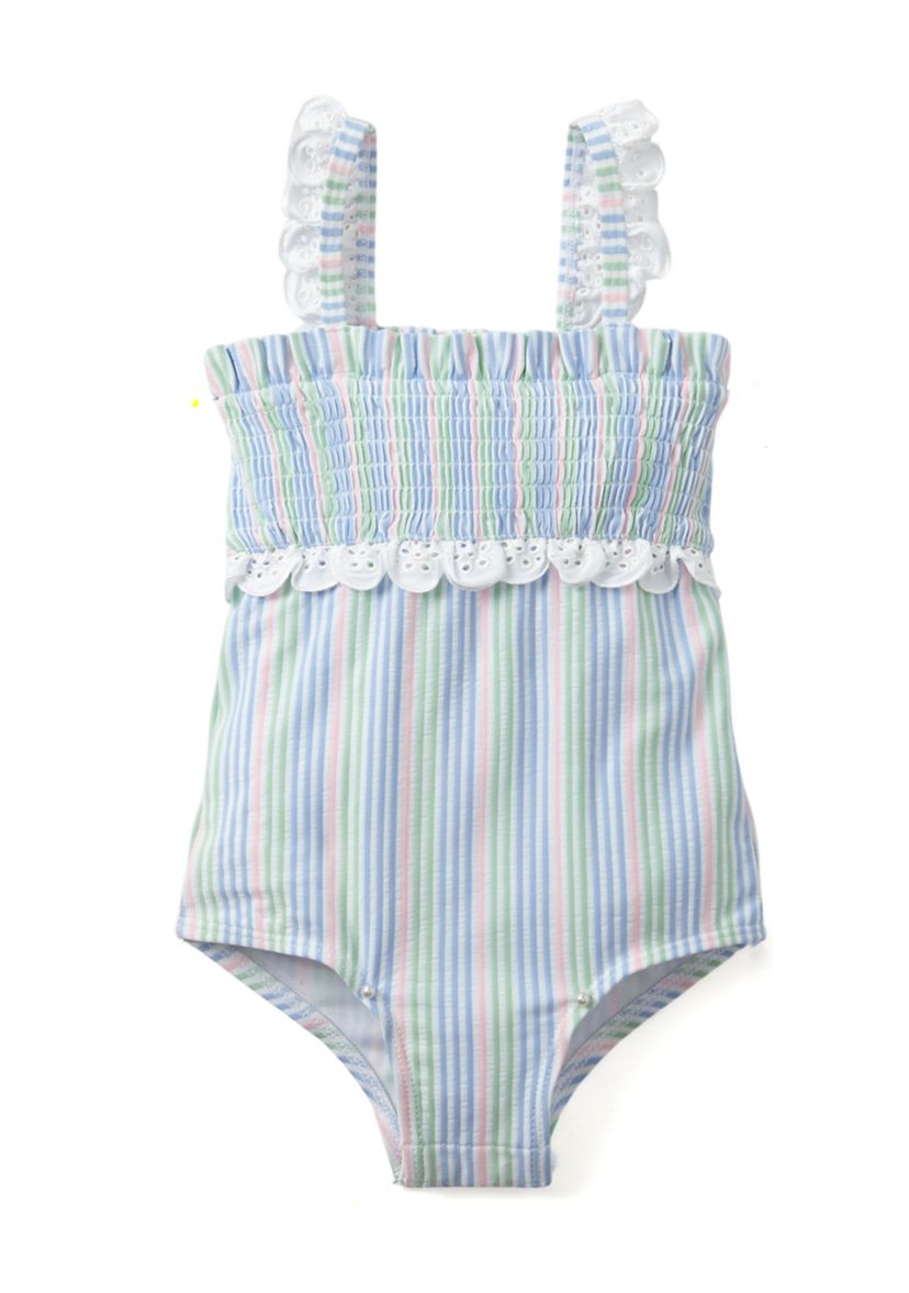 Baby Girls Smocked Stripe One Piece Swimsuit