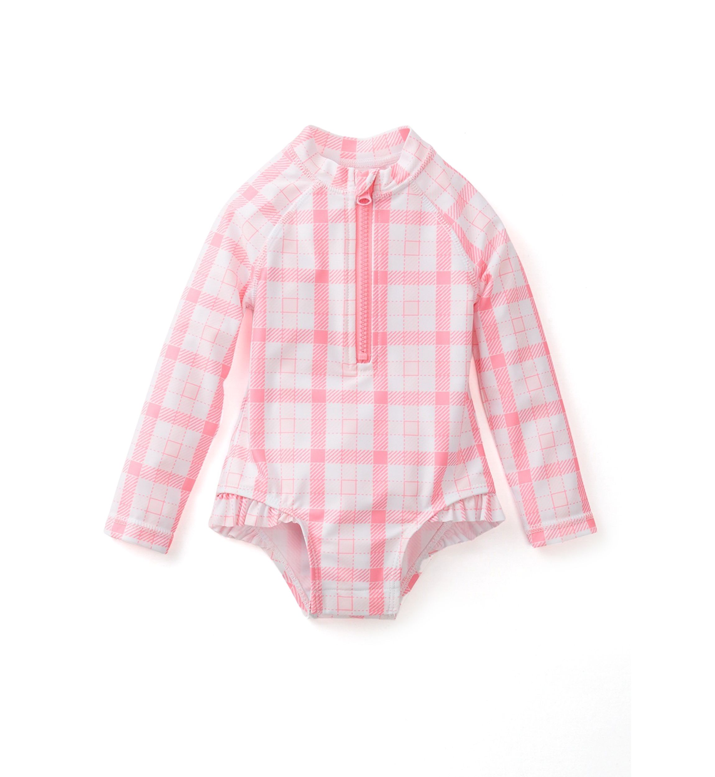 Baby Girls Gingham Printed Rashguard