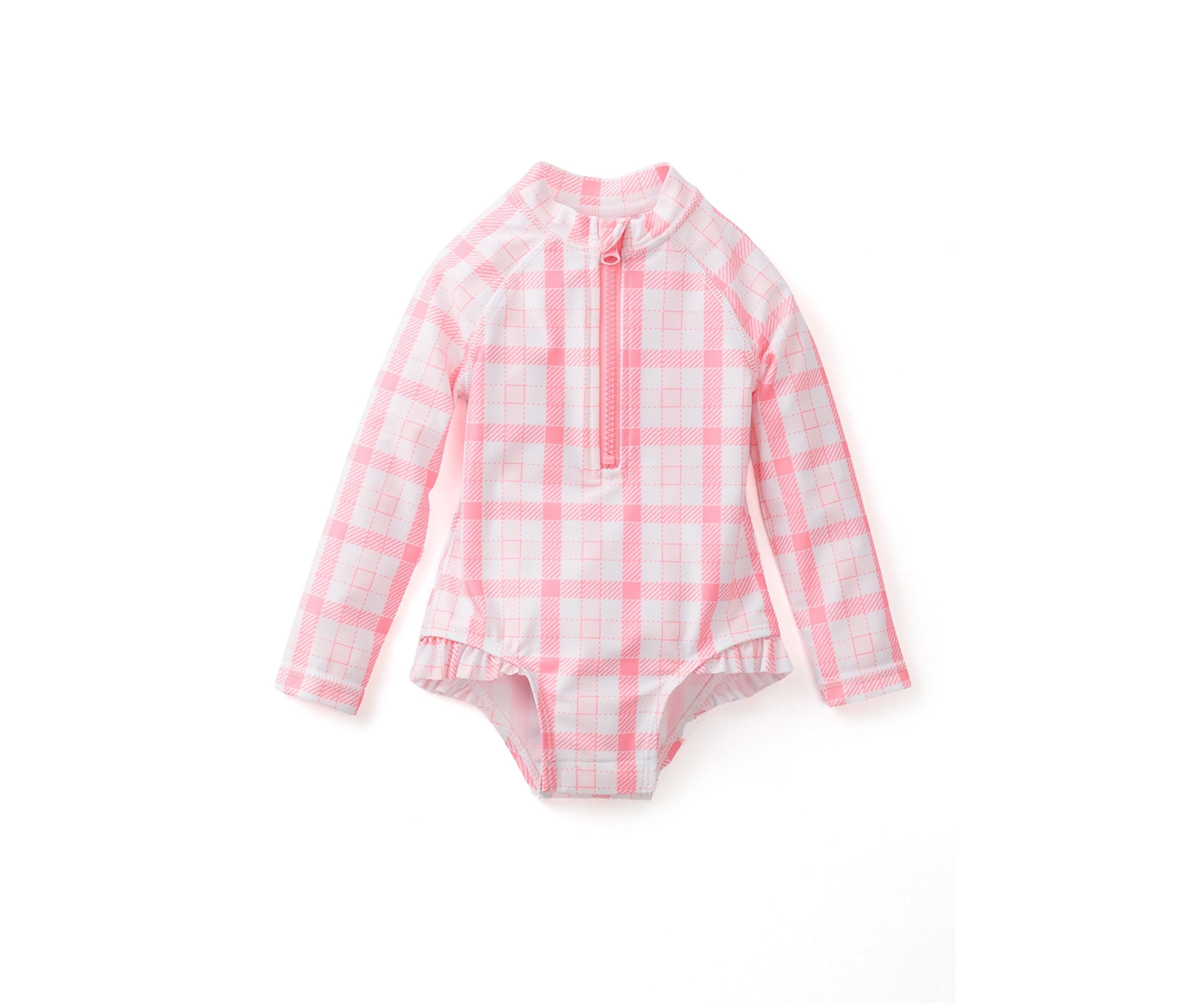 Baby Girls Gingham Printed Rashguard