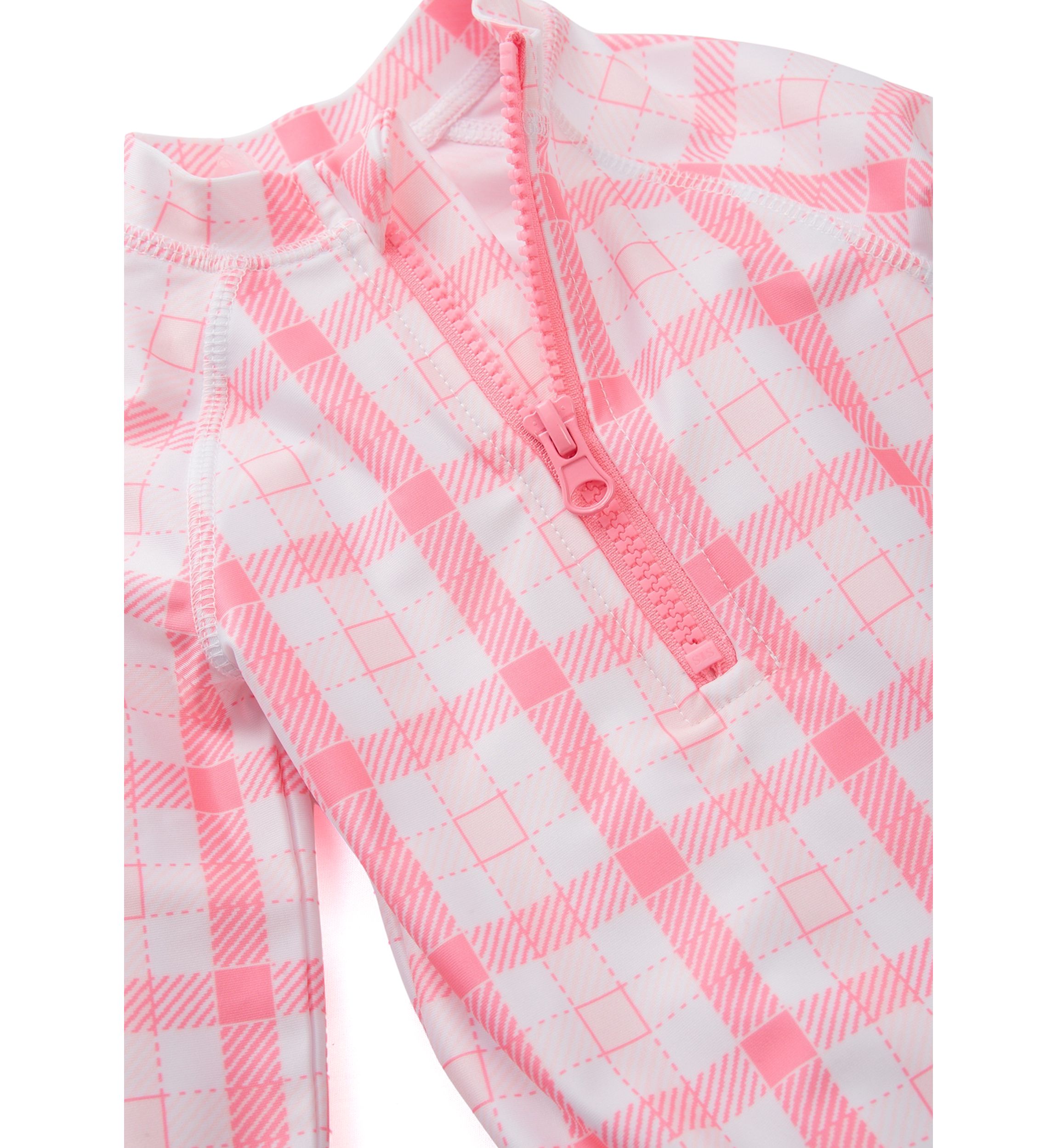 Baby Girls Gingham Printed Rashguard