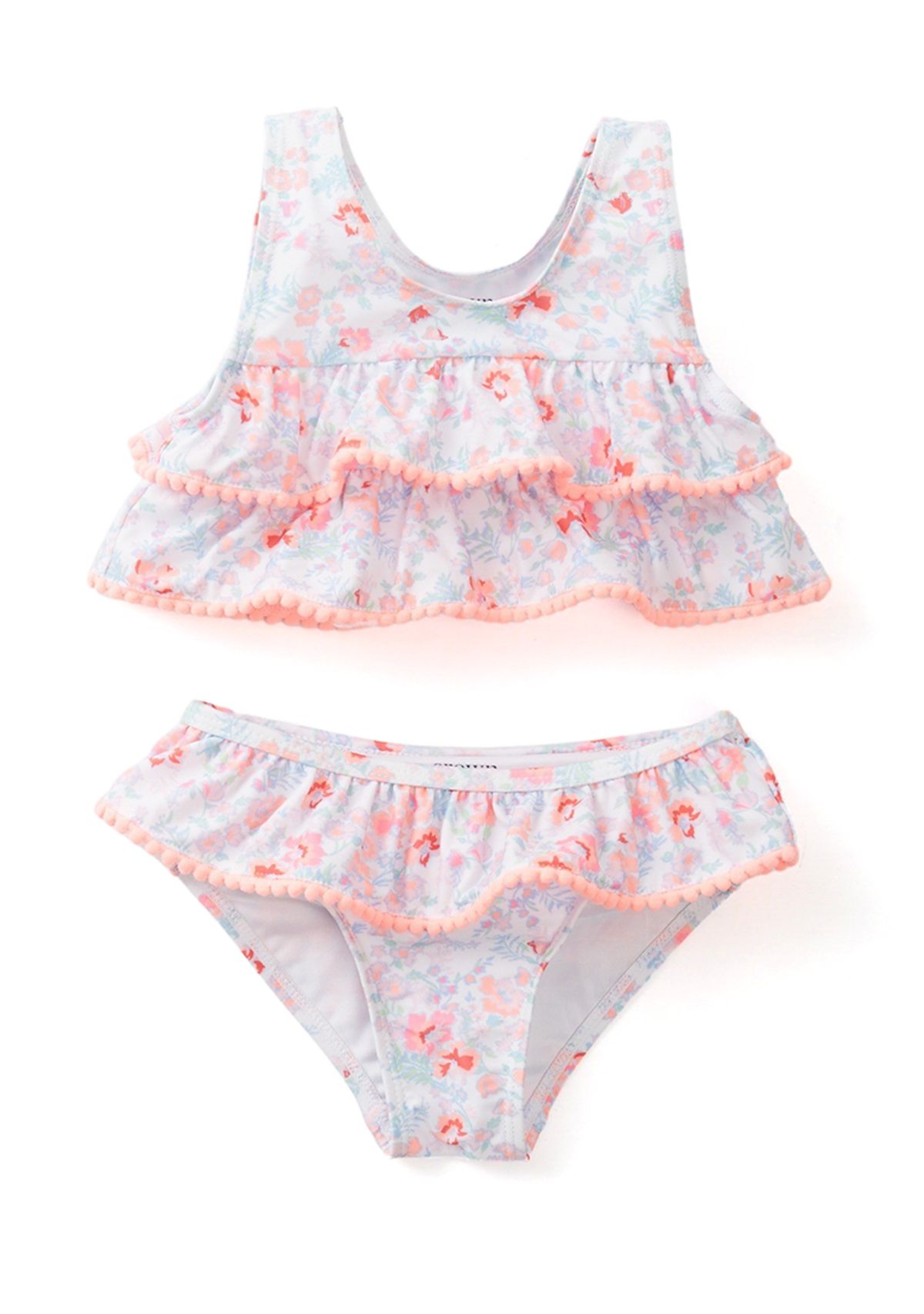 Baby Girls Floral Pom Pom 2 Piece Swimsuit