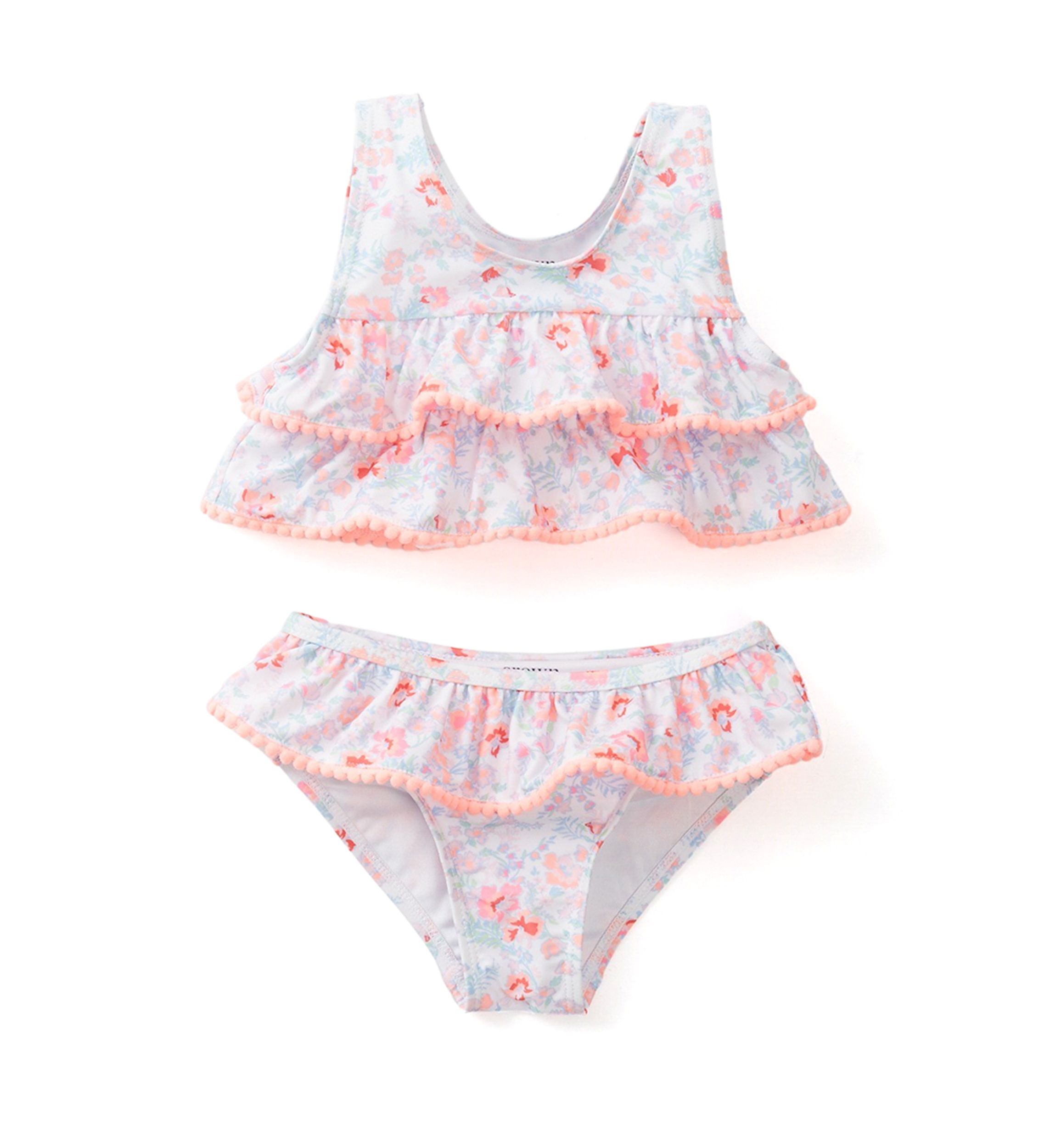 Baby Girls Floral Pom Pom 2 Piece Swimsuit