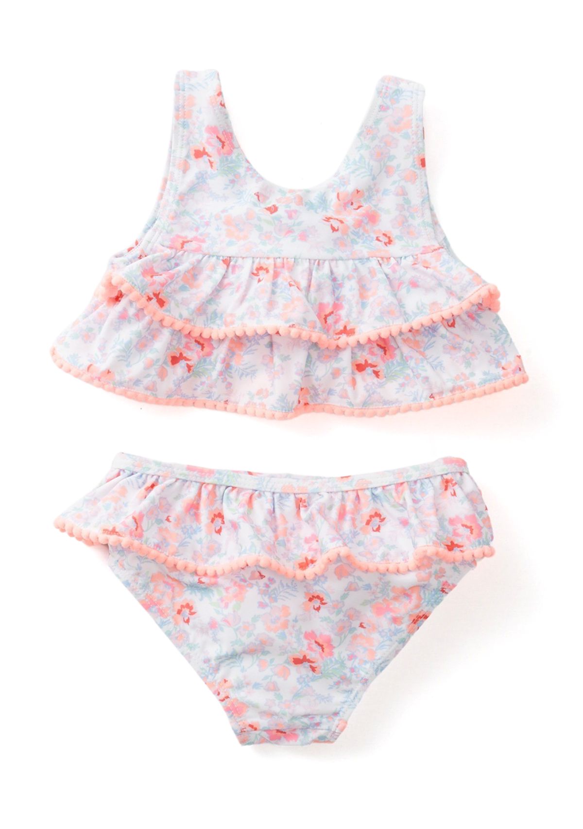 Baby Girls Floral Pom Pom 2 Piece Swimsuit