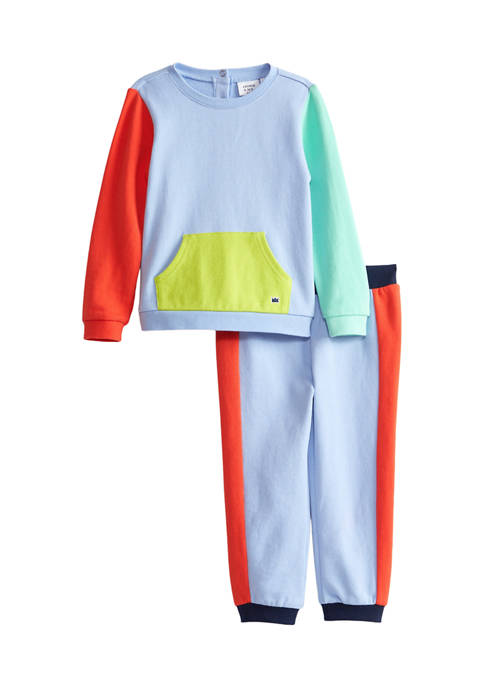 Toddler Boys Color Block Pocket Sweatshirt and Joggers Set