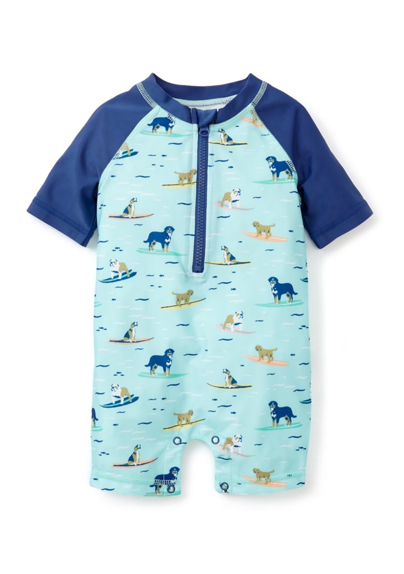 Toddler Boys Dog Surf Printed One Piece Rash Guard 