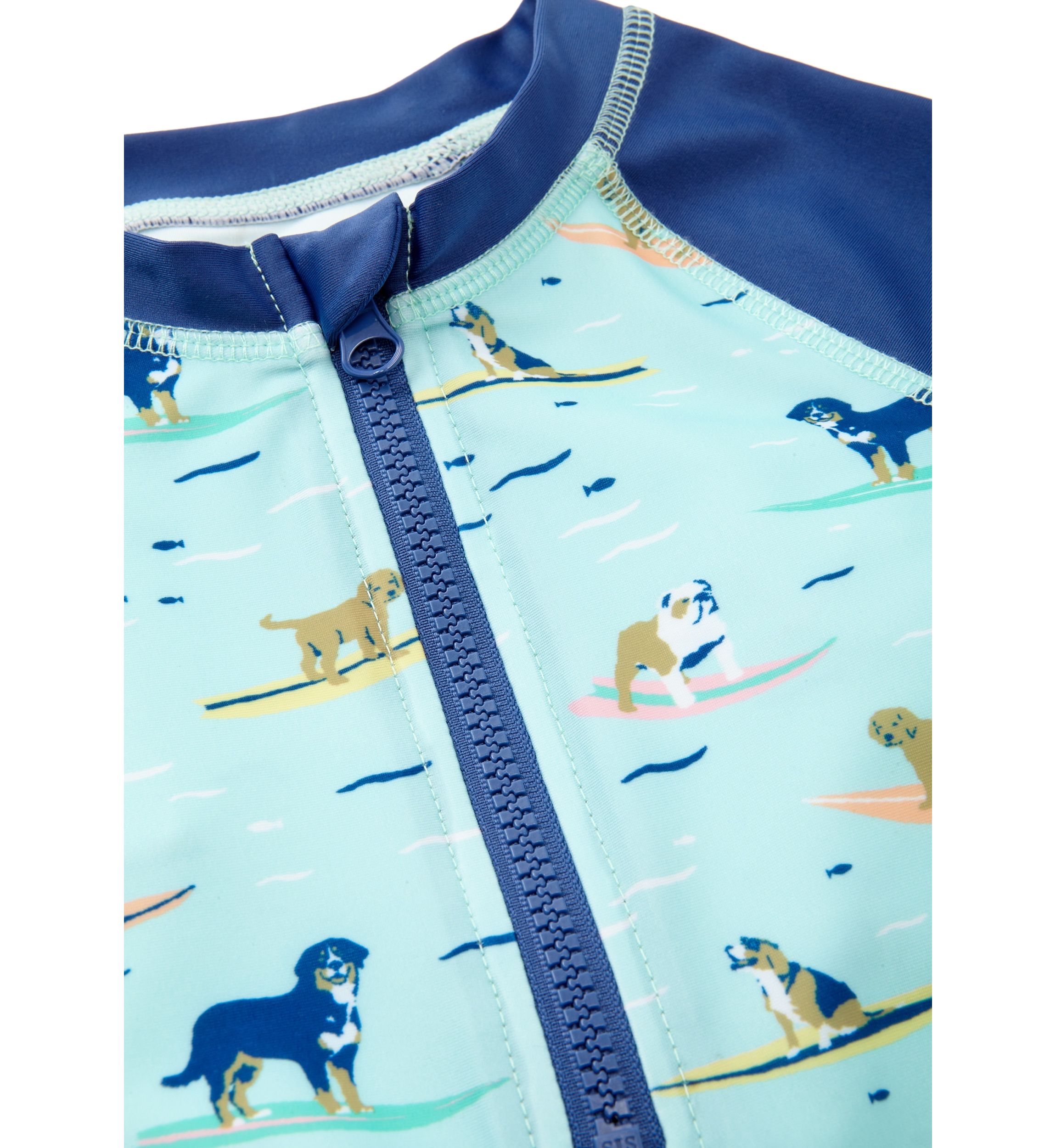 Toddler Boys Dog Surf Printed One Piece Rash Guard 