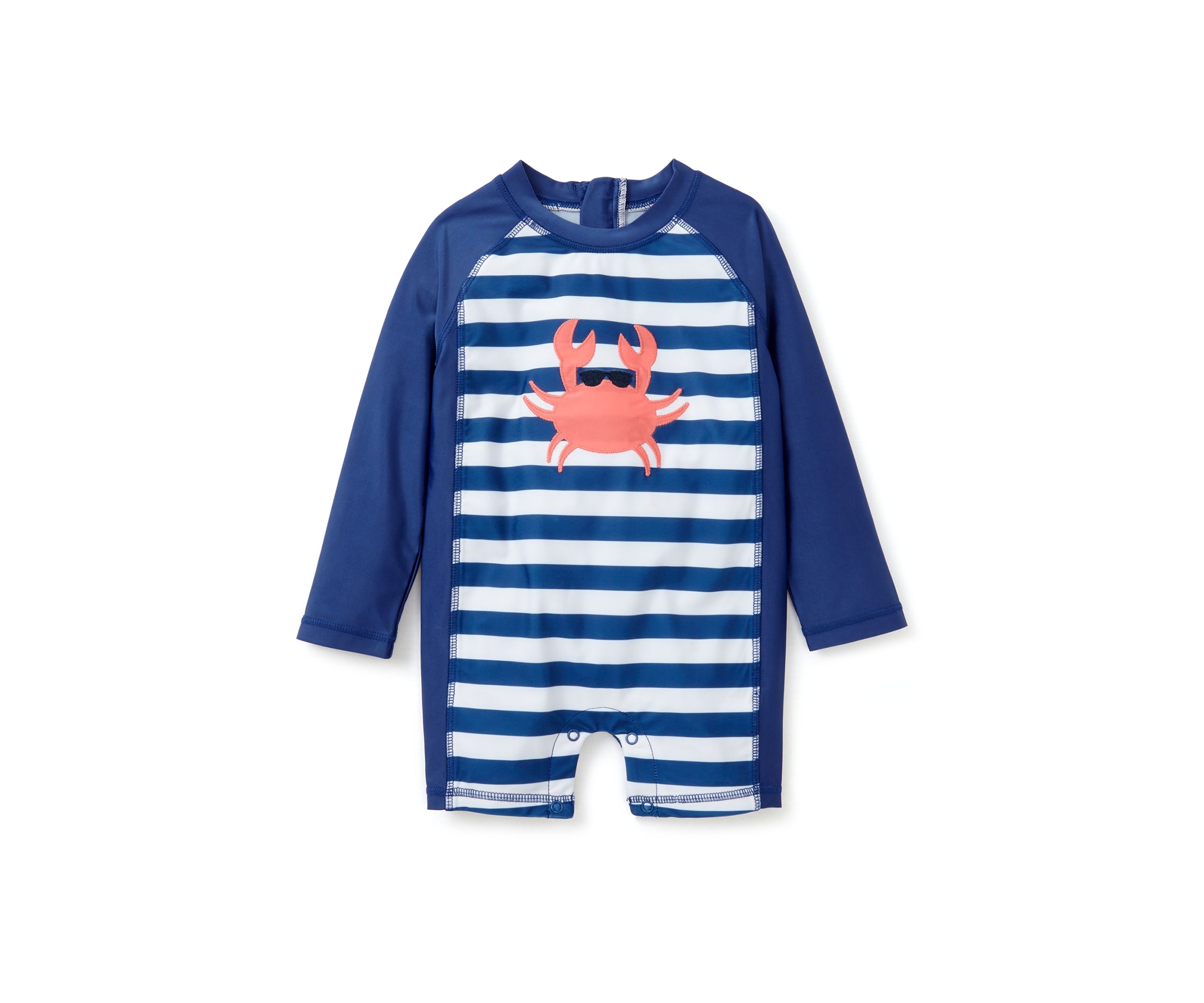 Toddler Boys Crab Stripe One Piece Rash Guard