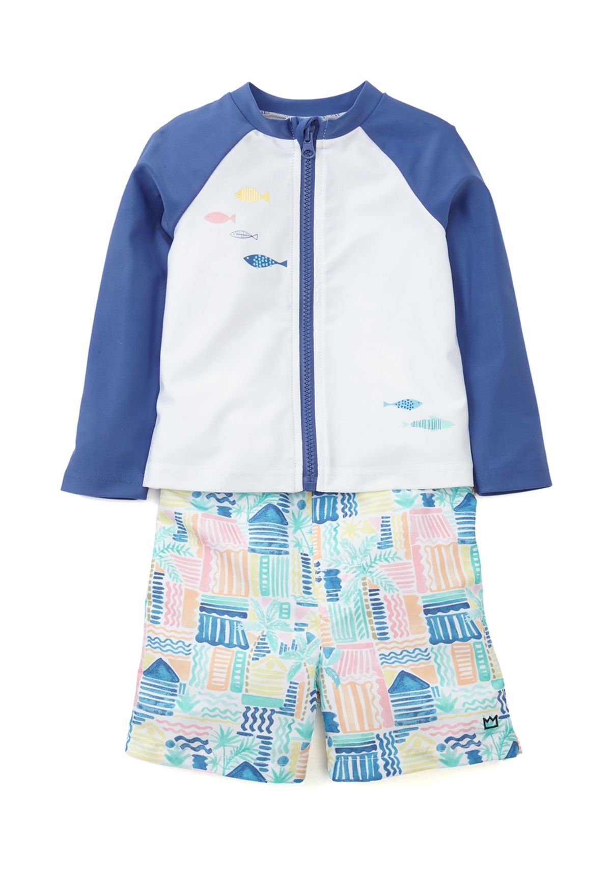   Toddler  Boys Rainbow Fish Rashguard Set 