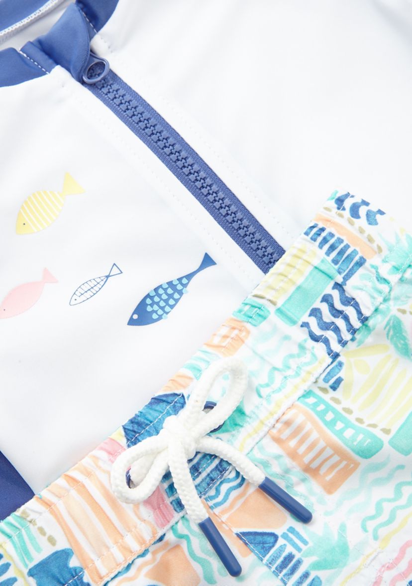   Toddler  Boys Rainbow Fish Rashguard Set 