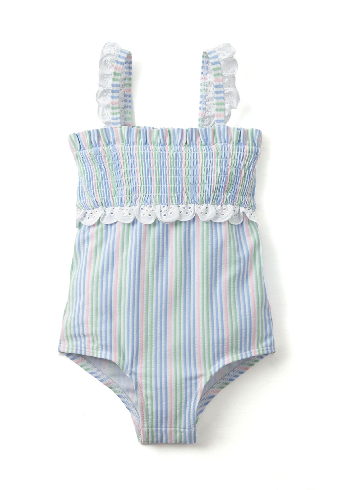 Toddler Girls Smocked Stripe One Piece Swimsuit