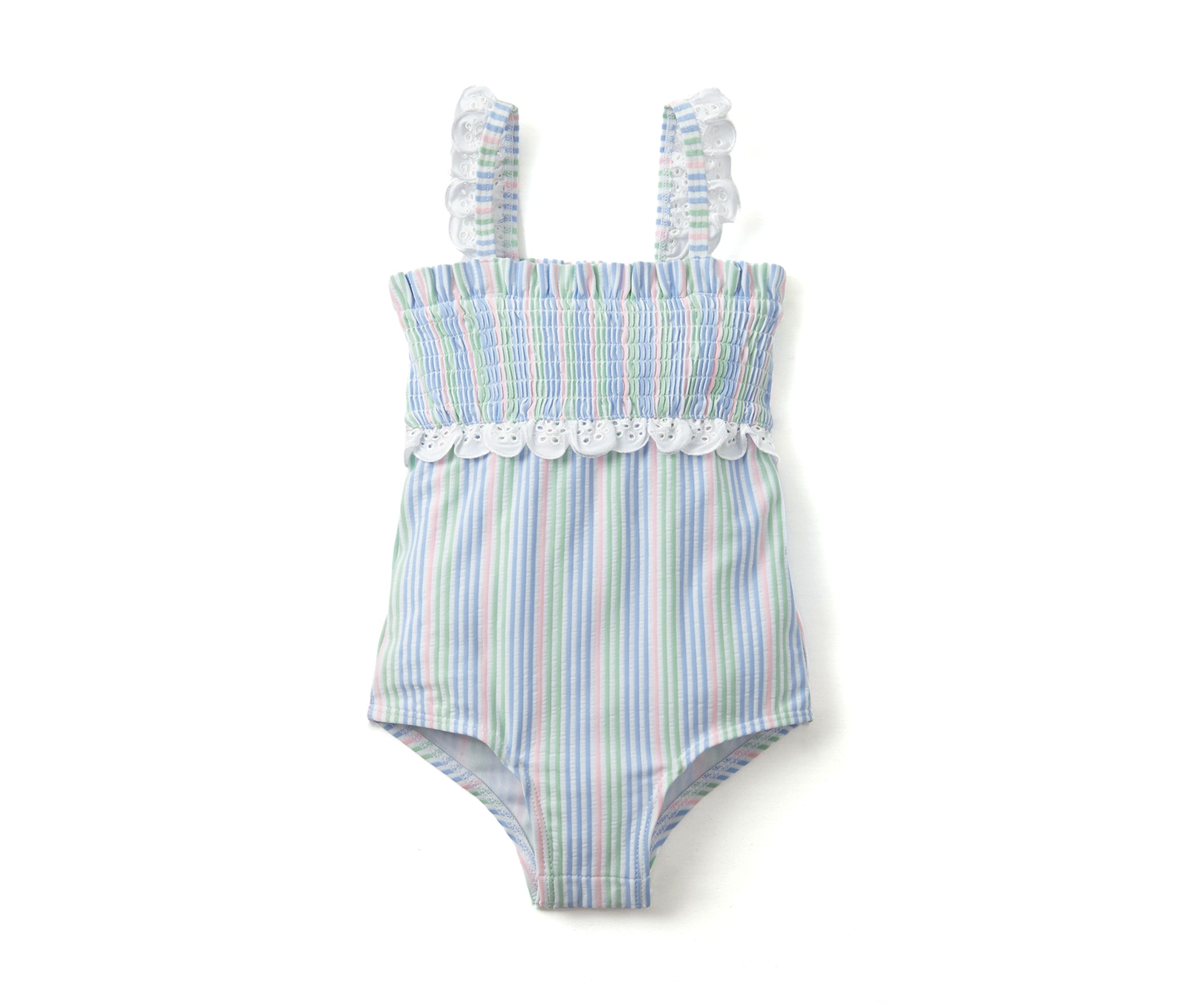 Toddler Girls Smocked Stripe One Piece Swimsuit