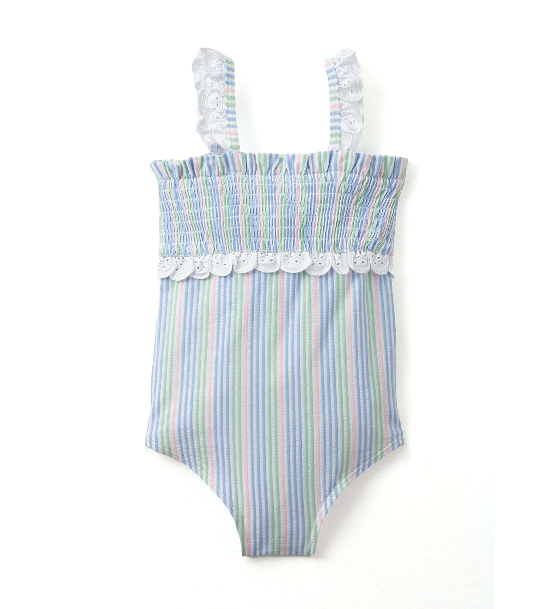 Toddler Girls Smocked Stripe One Piece Swimsuit