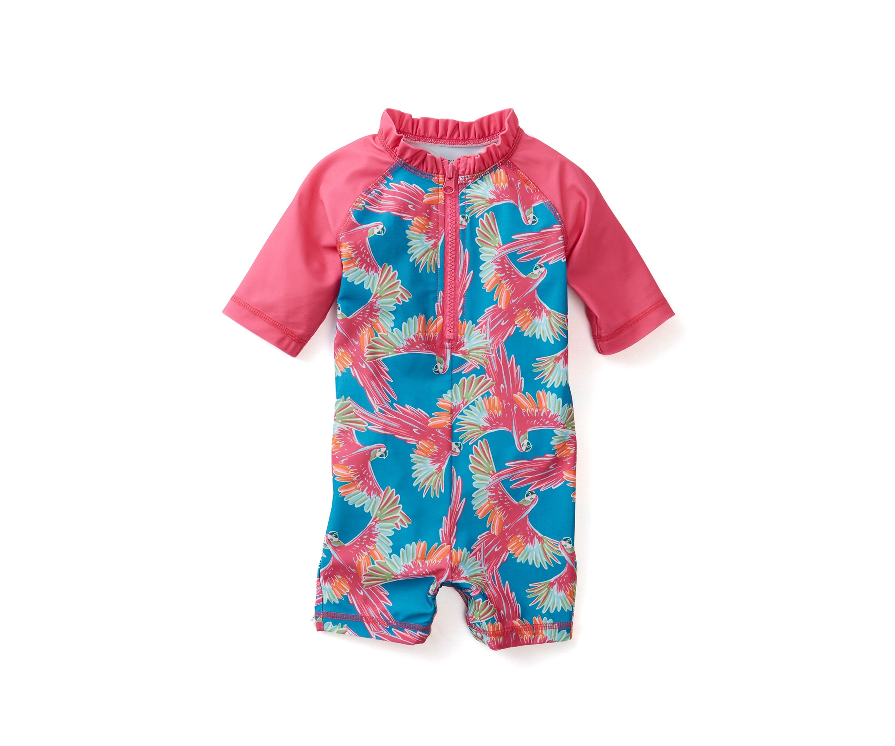 Toddler Girls Parrot Printed Swim Rashguard