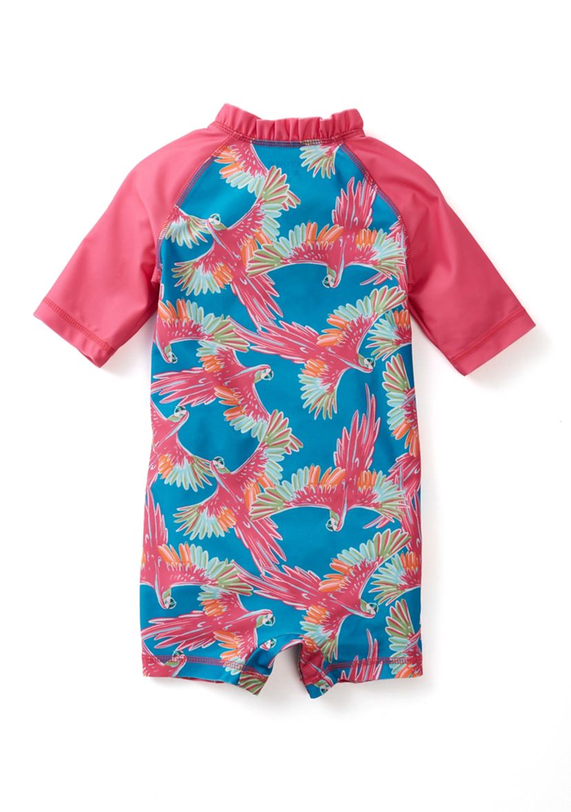 Toddler Girls Parrot Printed Swim Rashguard