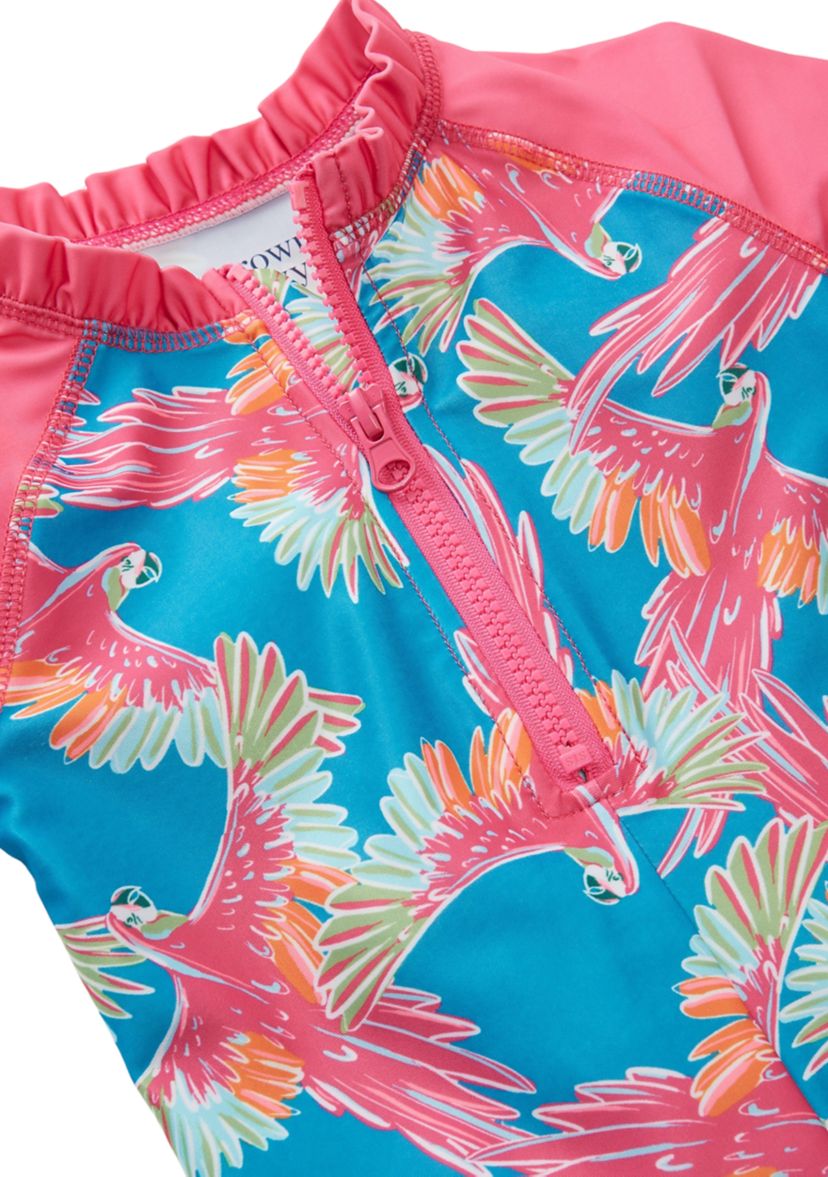 Toddler Girls Parrot Printed Swim Rashguard