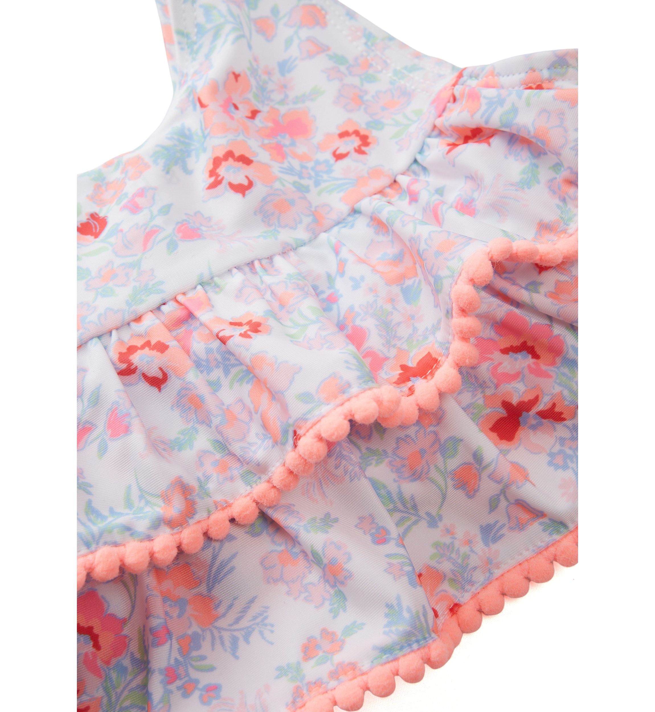Toddler Girls Floral Pom Pom 2 Piece Swimsuit