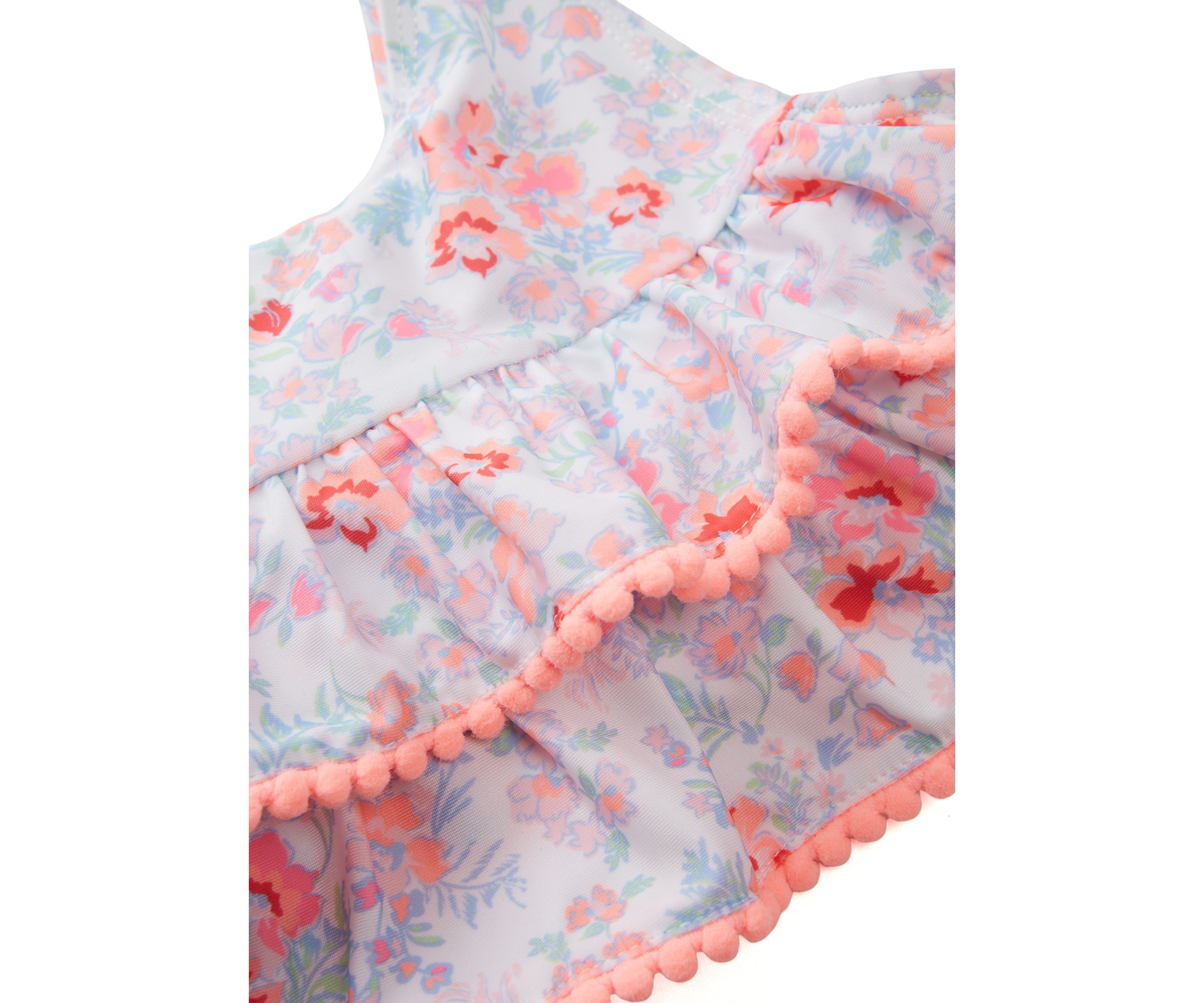Toddler Girls Floral Pom Pom 2 Piece Swimsuit