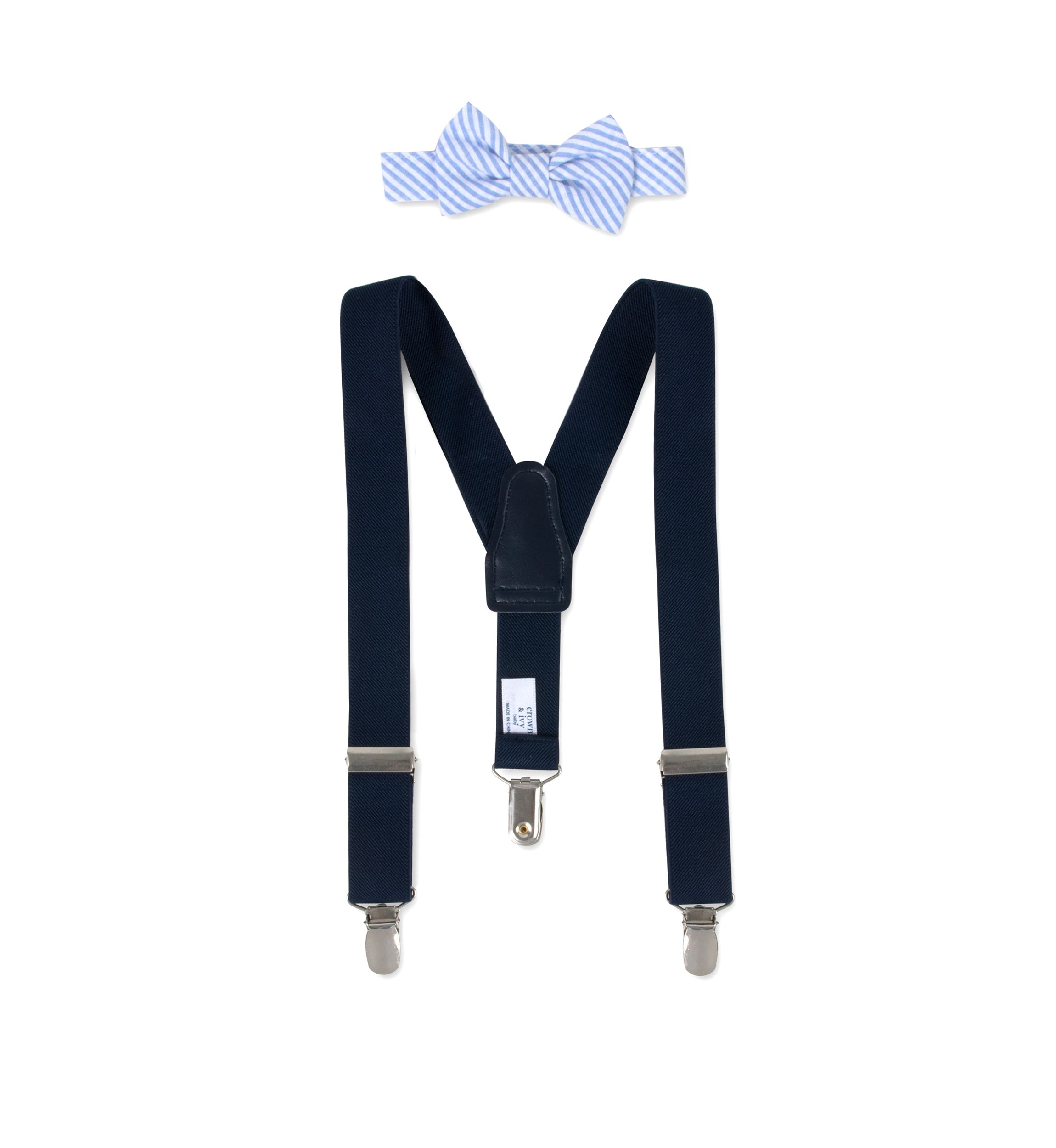 Boys Seersucker Tie and Suspender Set