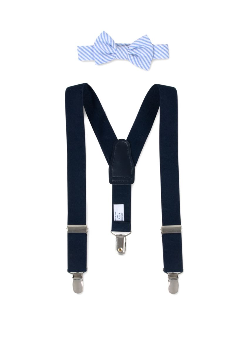 Boys Seersucker Tie and Suspender Set