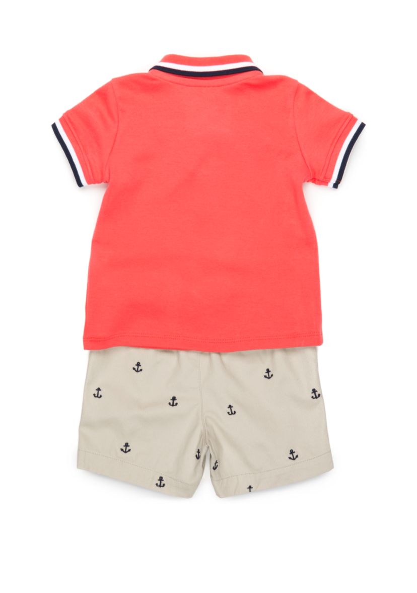 Baby Boys Ribbed Pocket Polo Set