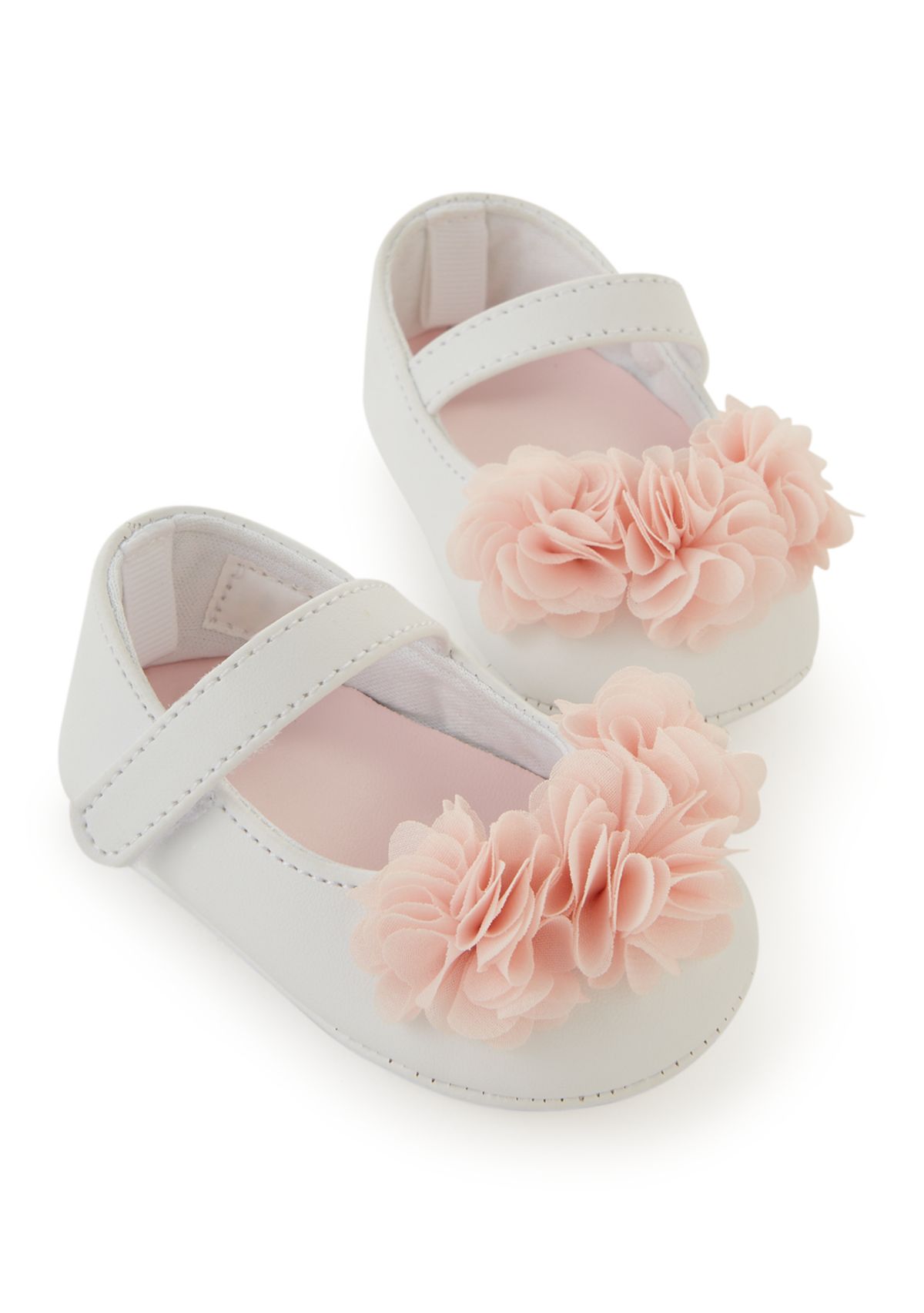 Baby Girls White Skimmer Shoes with Pink Bows