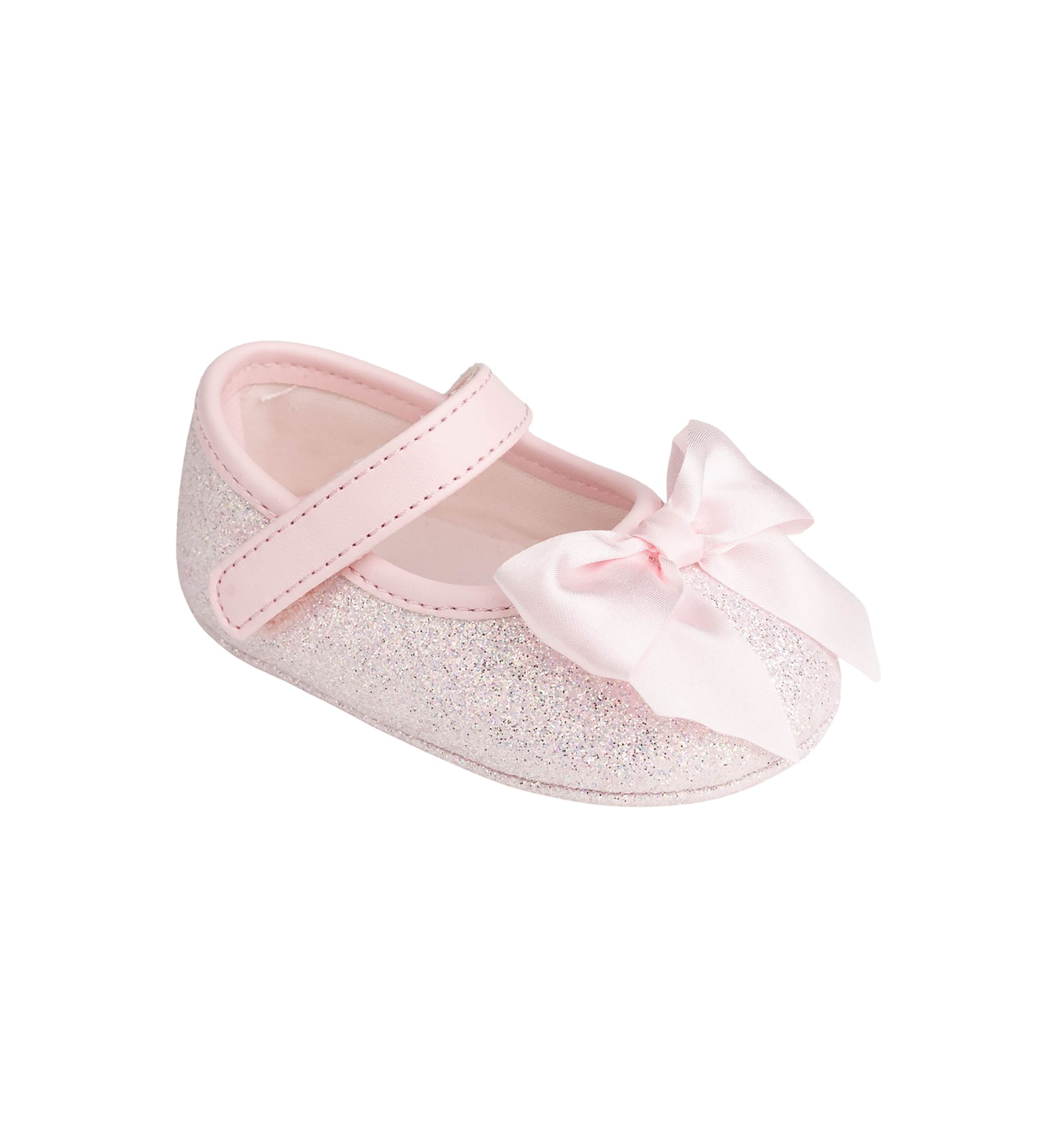 Baby Girls Tish Pink Glitter Bow Ballet Flats