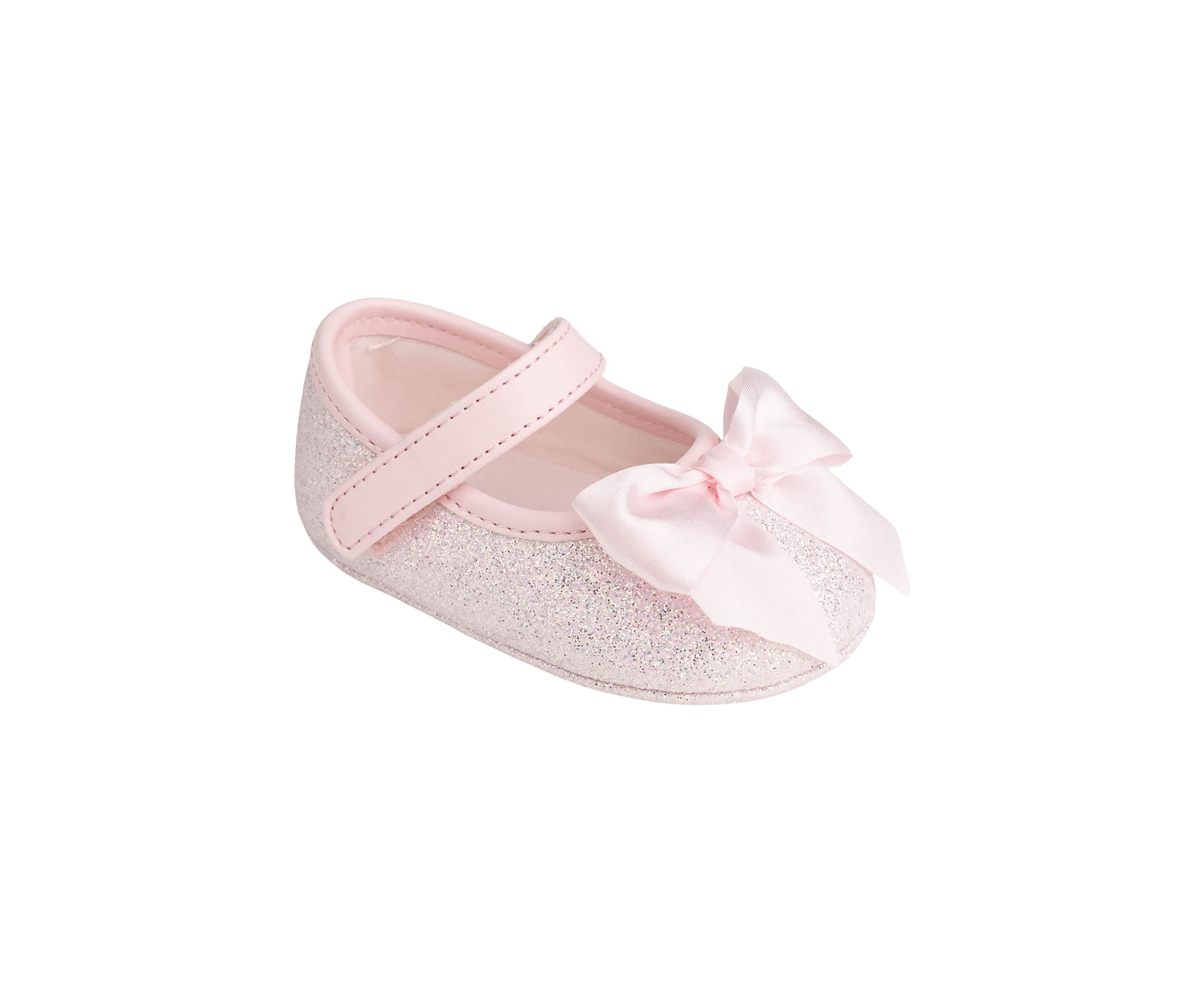 Baby Girls Tish Pink Glitter Bow Ballet Flats