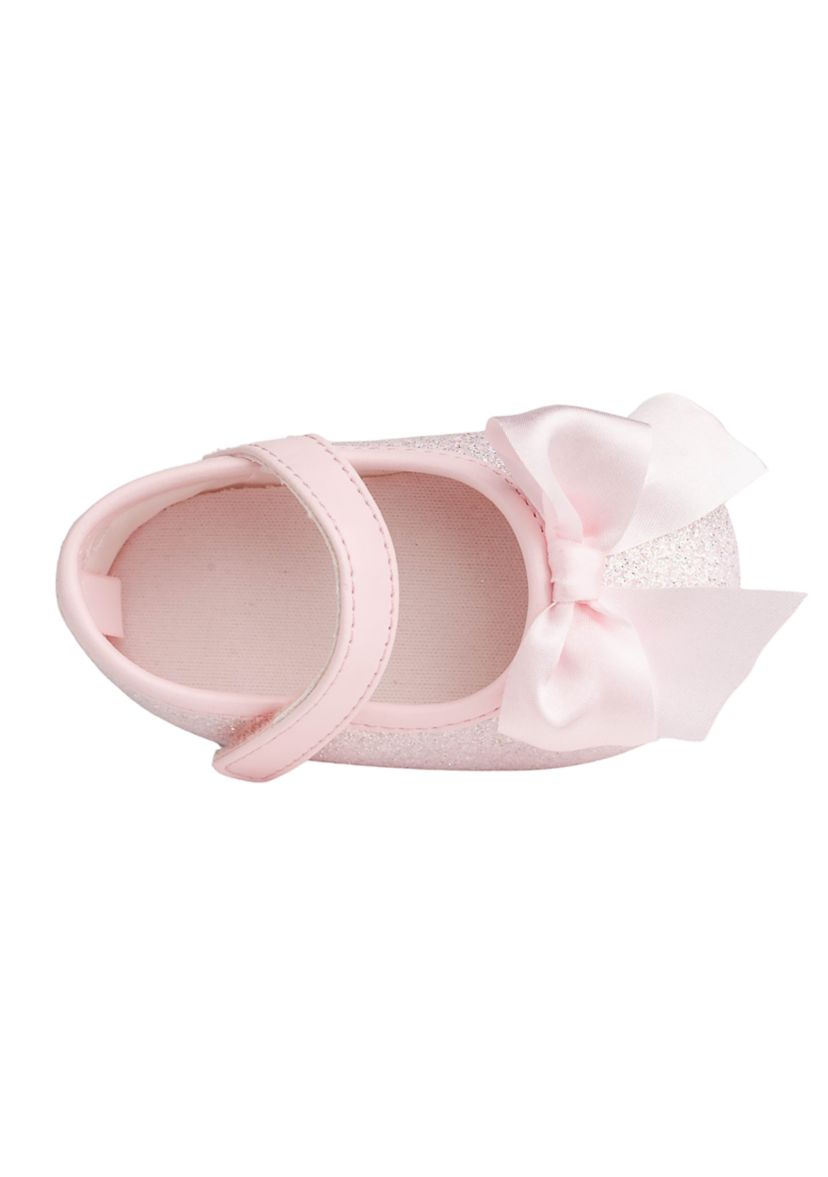 Baby Girls Tish Pink Glitter Bow Ballet Flats