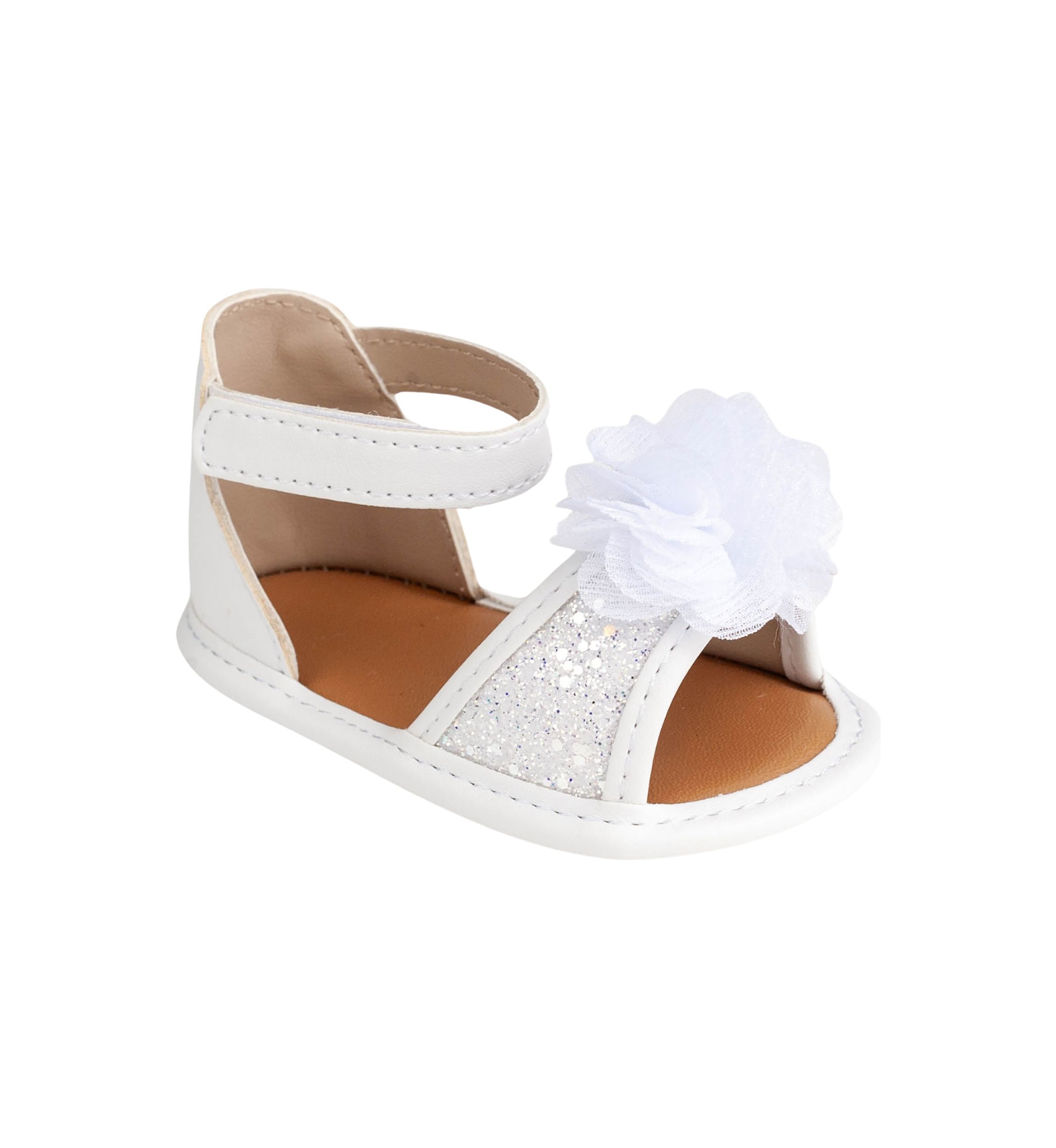 Toddler Girls Alexis White Floral Glitter Sandals
