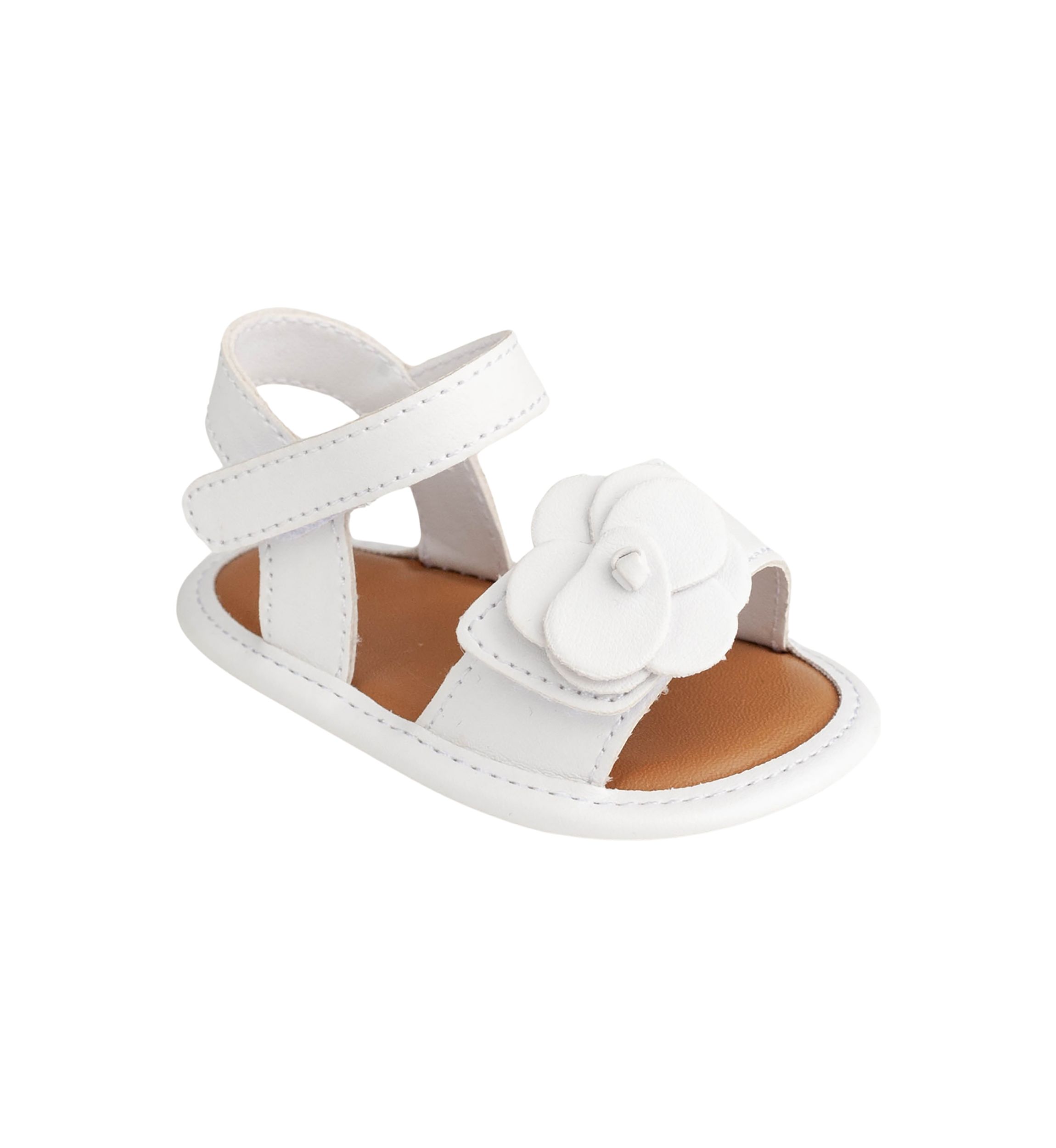 Girls Posey White Flower Double Velcro Sandals