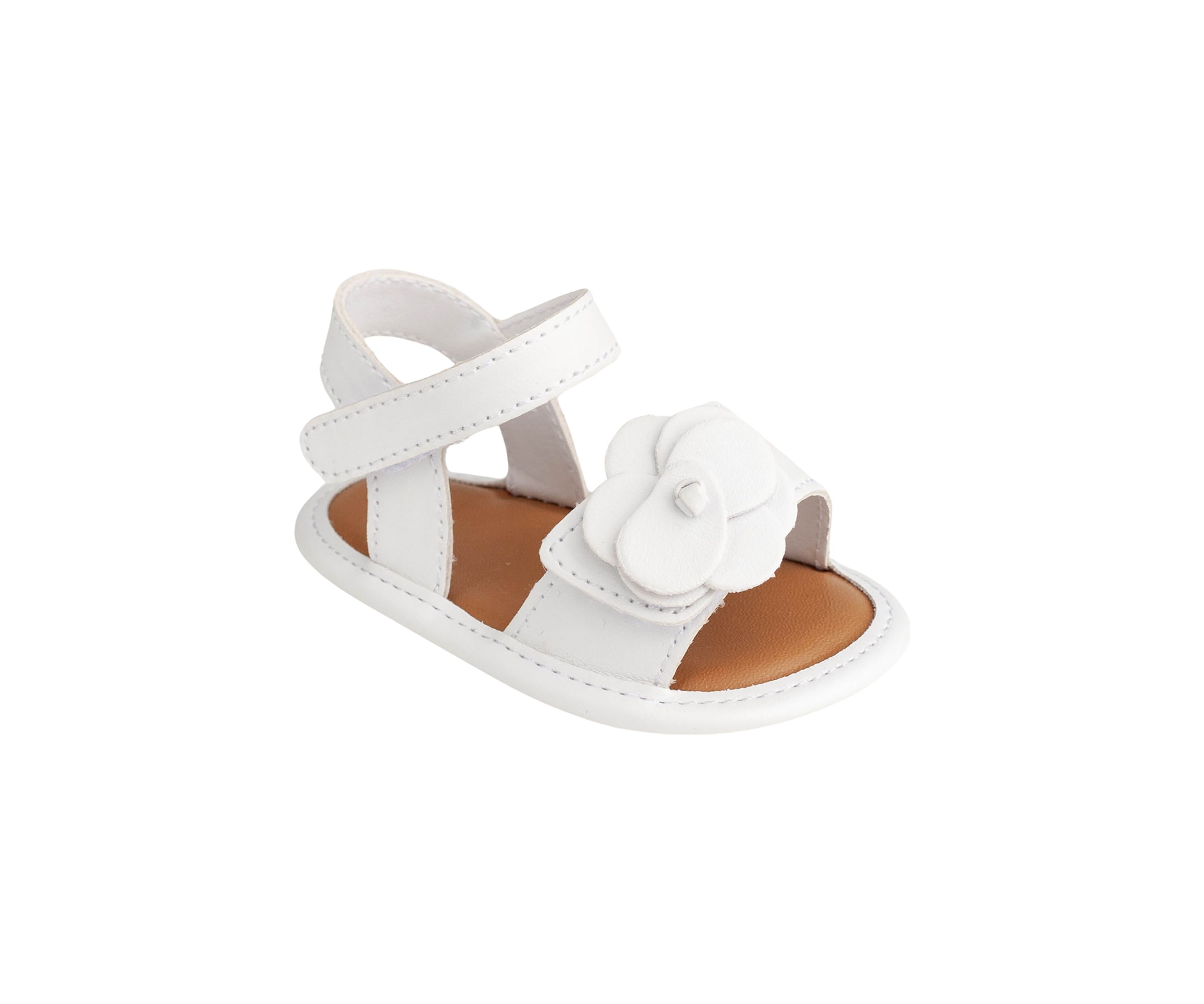 Girls Posey White Flower Double Velcro Sandals