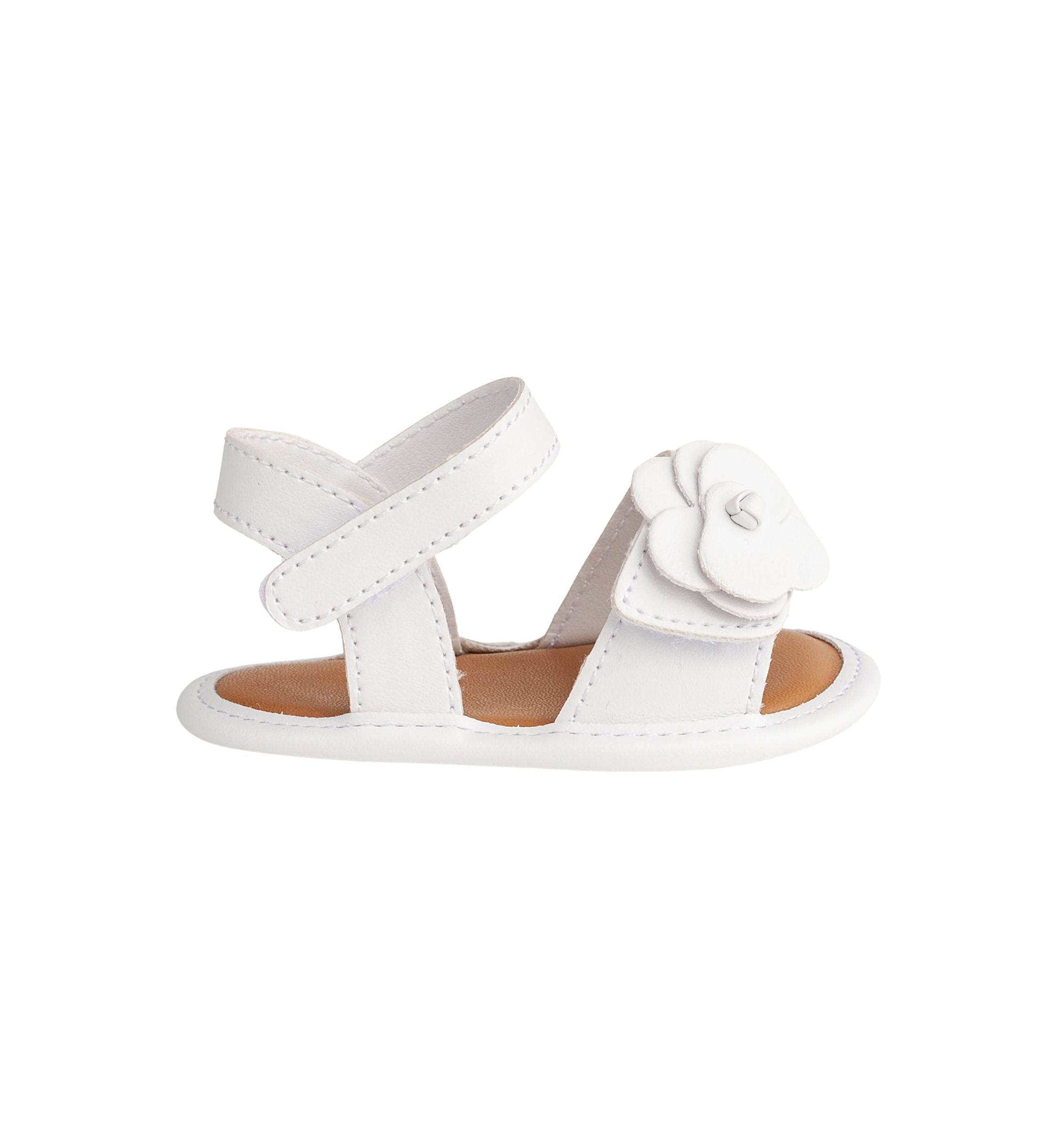 Girls Posey White Flower Double Velcro Sandals
