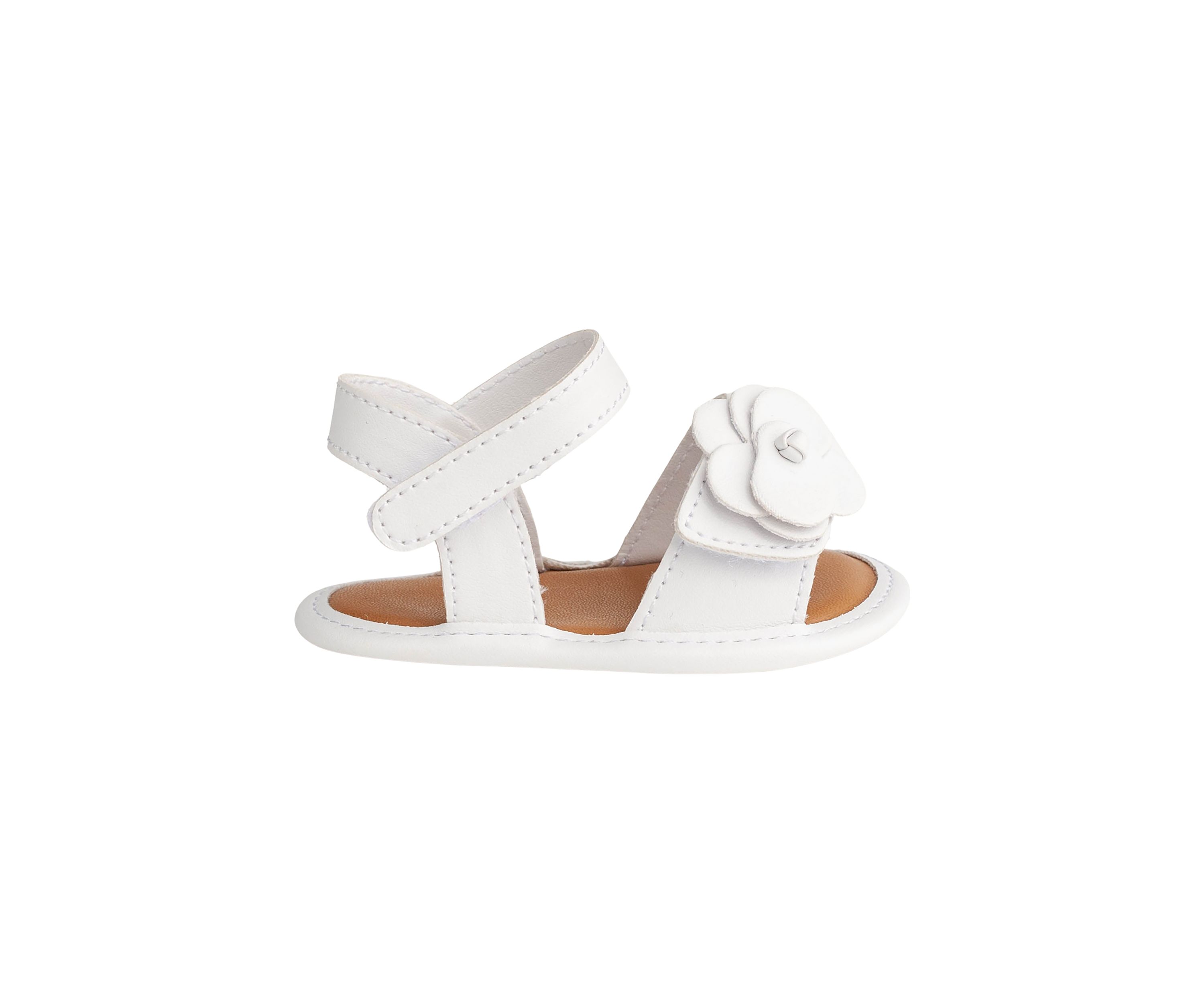 Girls Posey White Flower Double Velcro Sandals