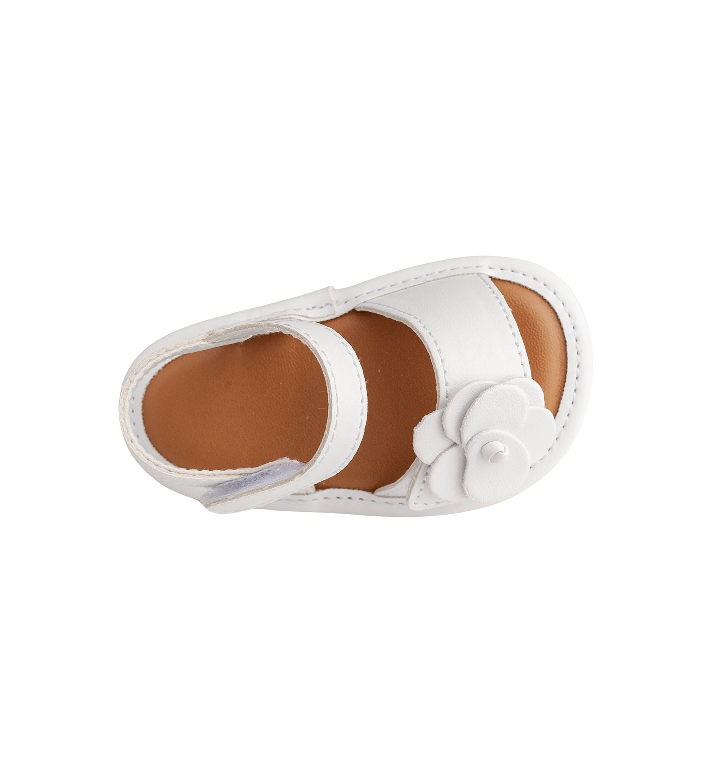 Girls Posey White Flower Double Velcro Sandals