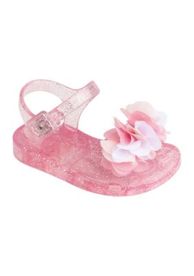 Crown & Ivy Baby Girls Clarice Flower Jelly Shoes, Pink, 5M