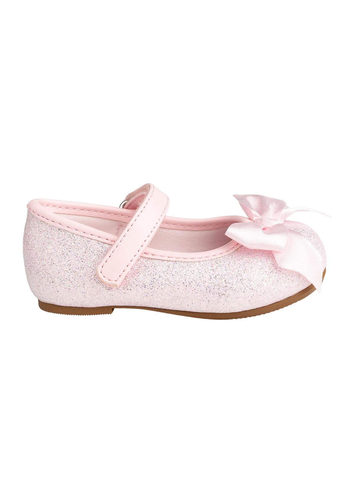 Toddler Girls Tish Pink Glitter Bow Ballet Flats