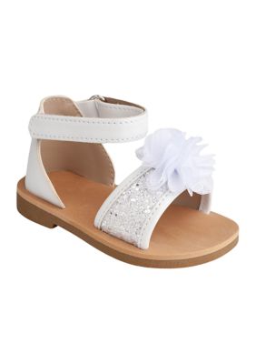 Crown & Ivy™ Toddler Girls Alexis White Floral Glitter Sandals | Belk