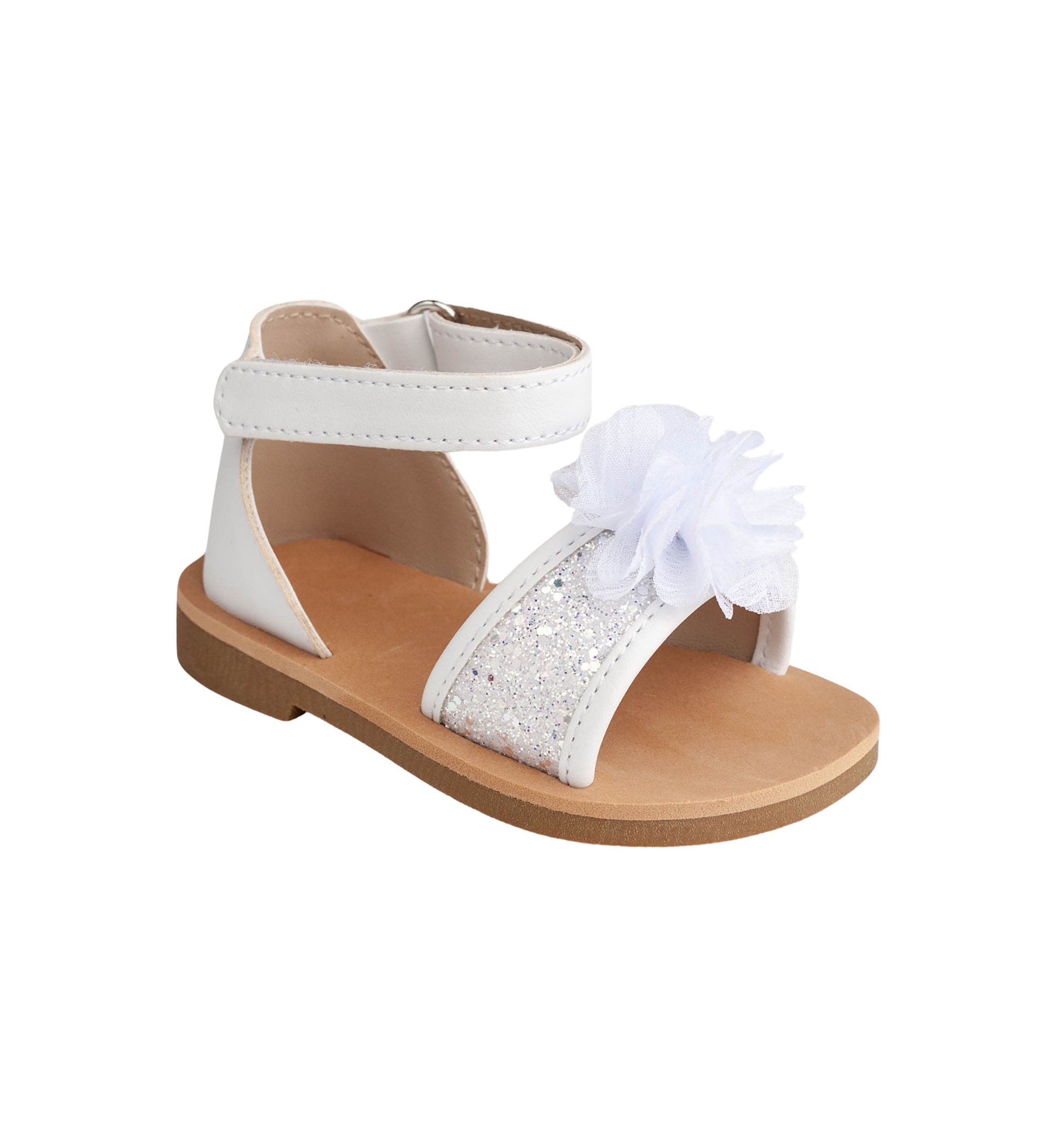 Toddler Girls Alexis White Floral Glitter Sandals