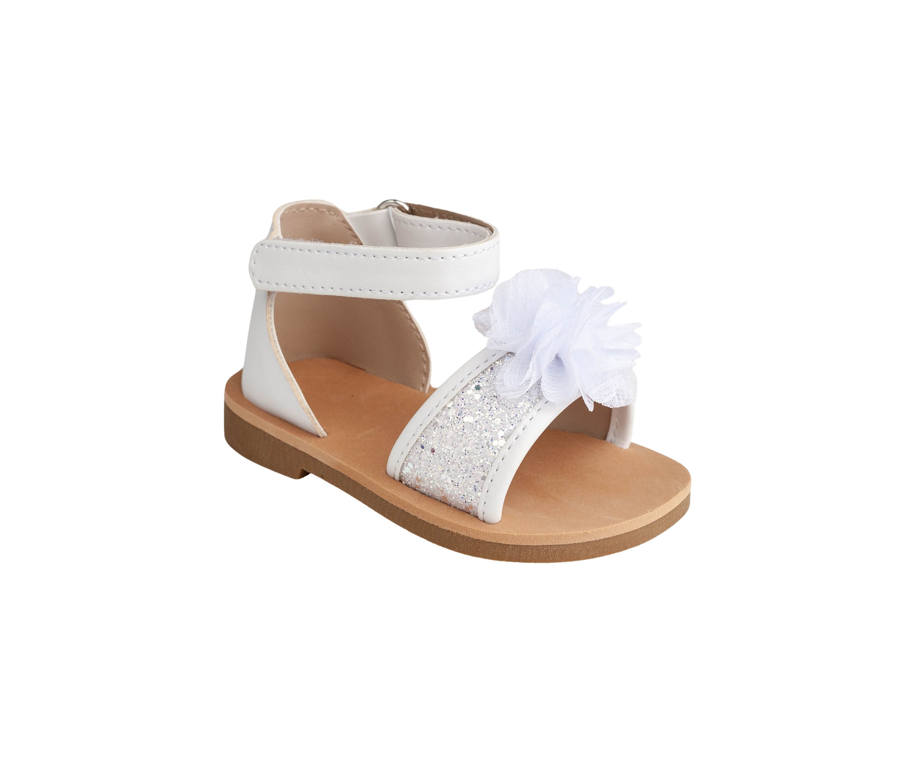 Toddler Girls Alexis White Floral Glitter Sandals