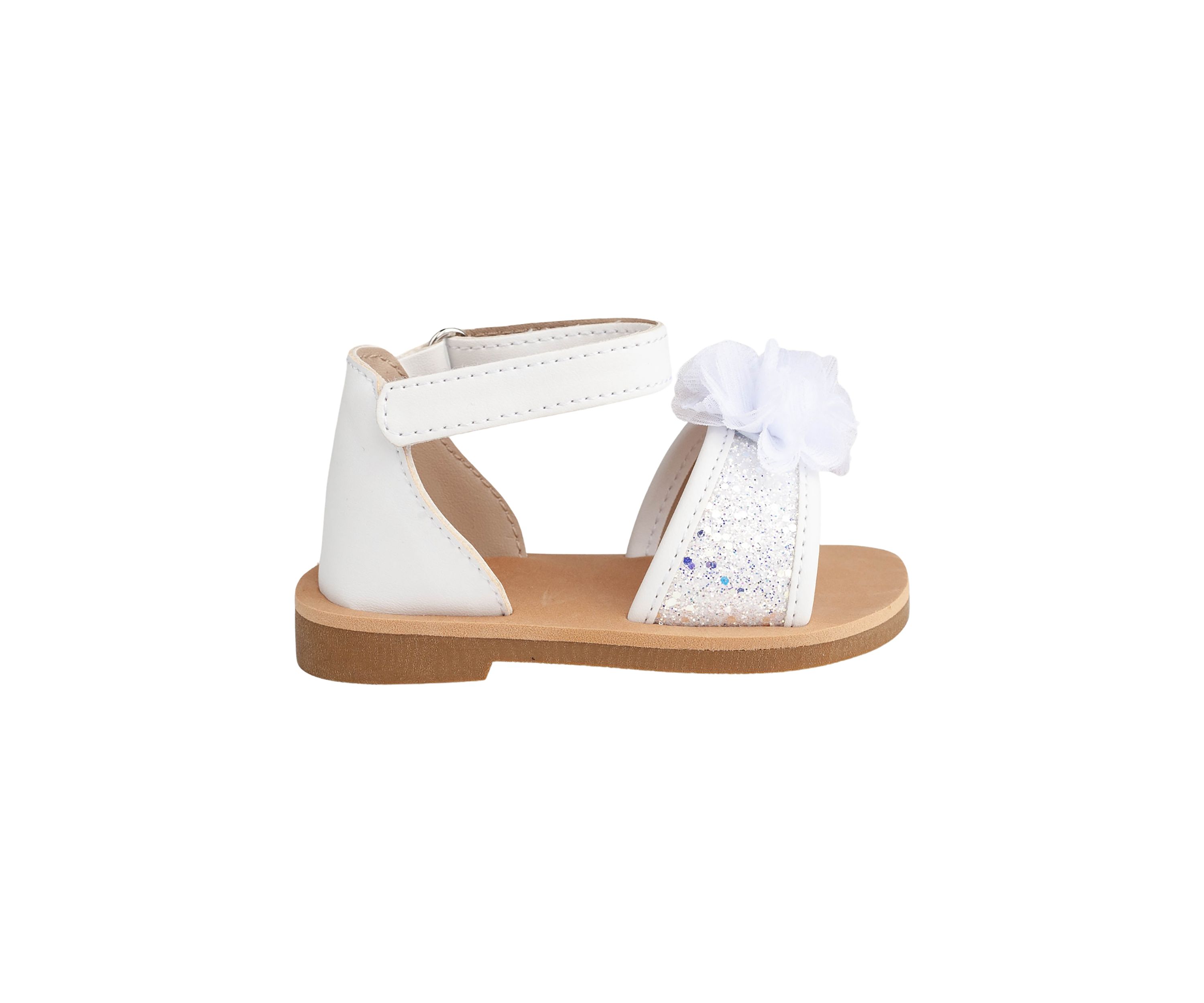 Toddler Girls Alexis White Floral Glitter Sandals