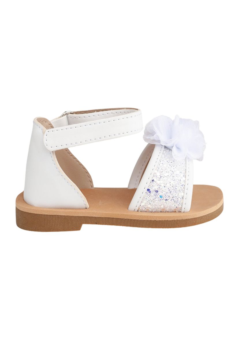 Toddler Girls Alexis White Floral Glitter Sandals