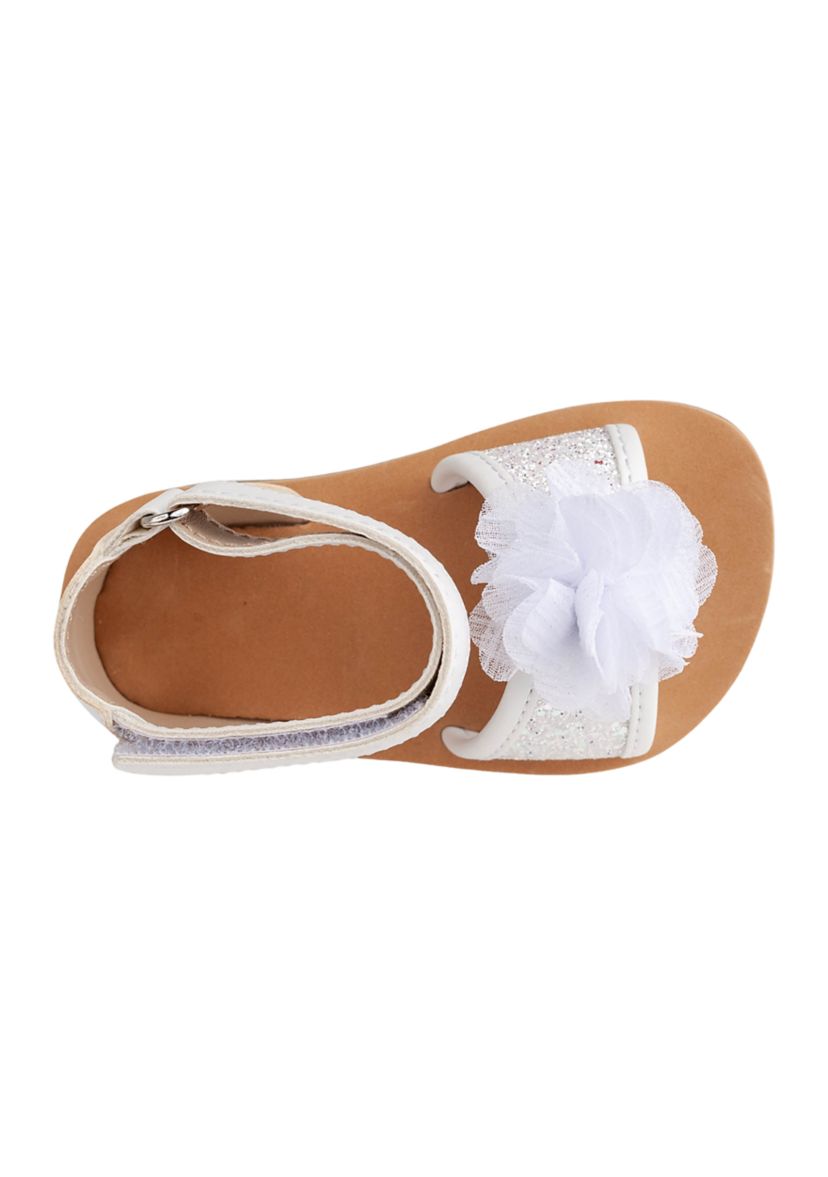 Toddler Girls Alexis White Floral Glitter Sandals