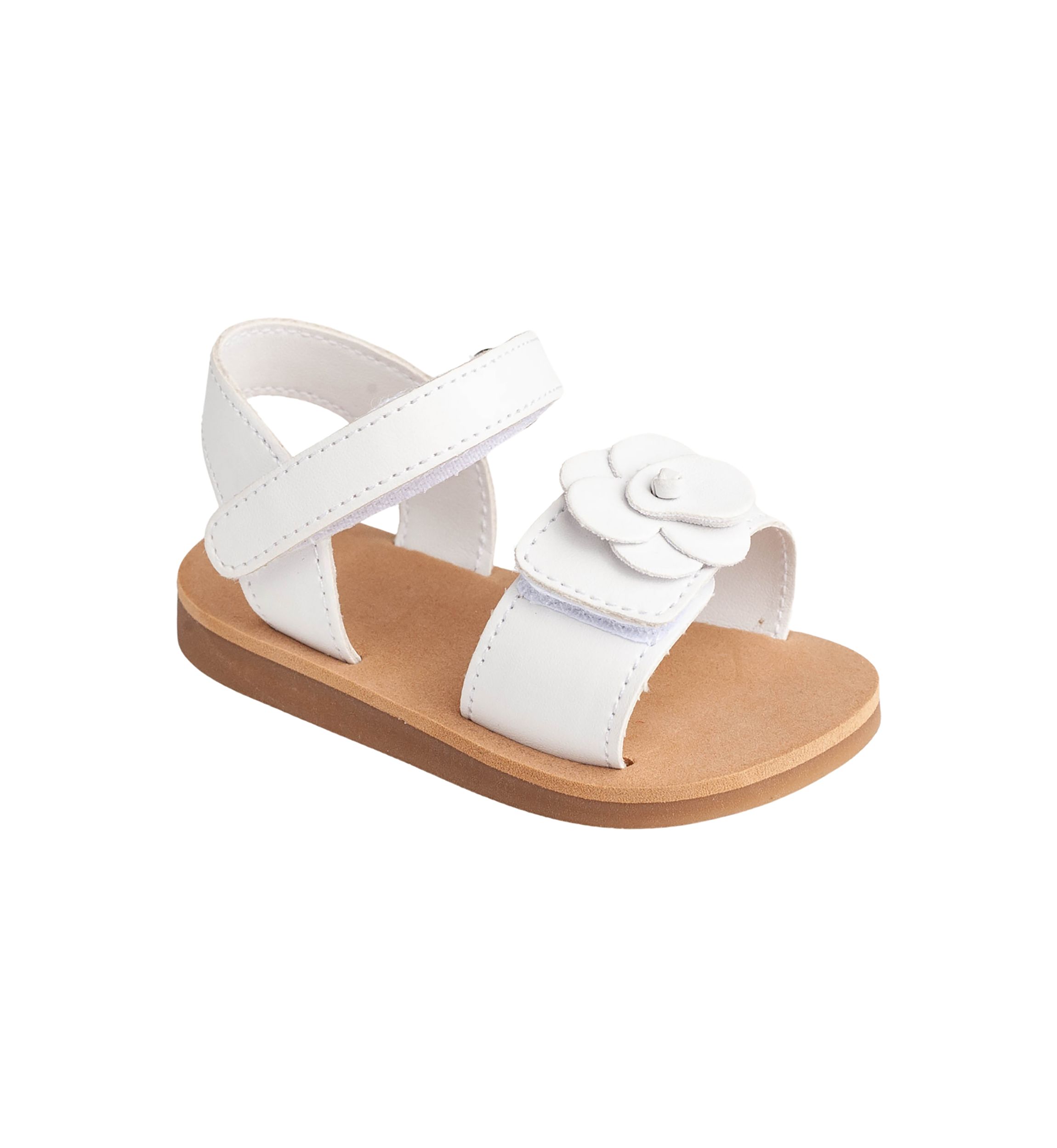 Toddler Girls Posey White Flower Double Velcro Sandals