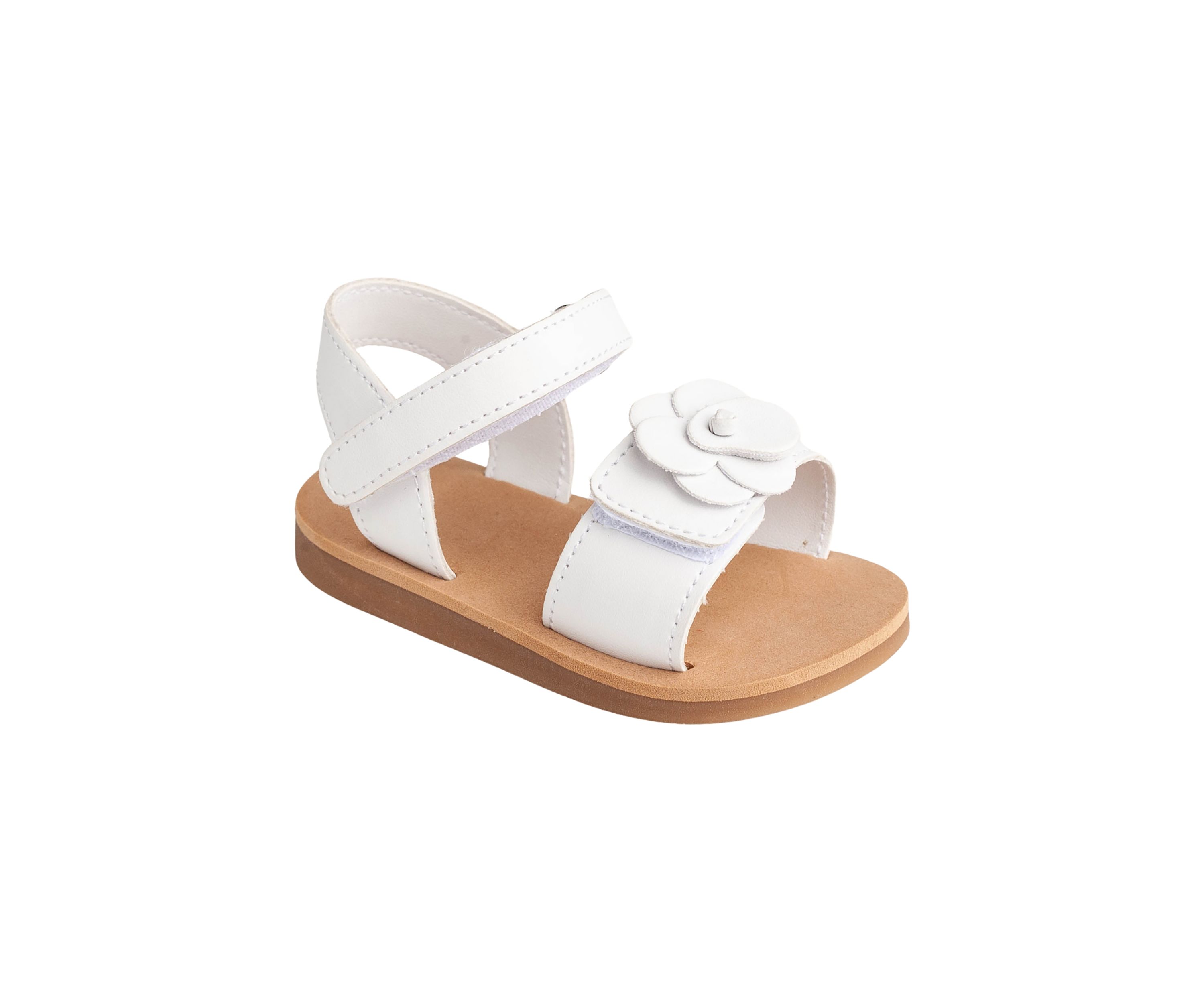 Toddler Girls Posey White Flower Double Velcro Sandals
