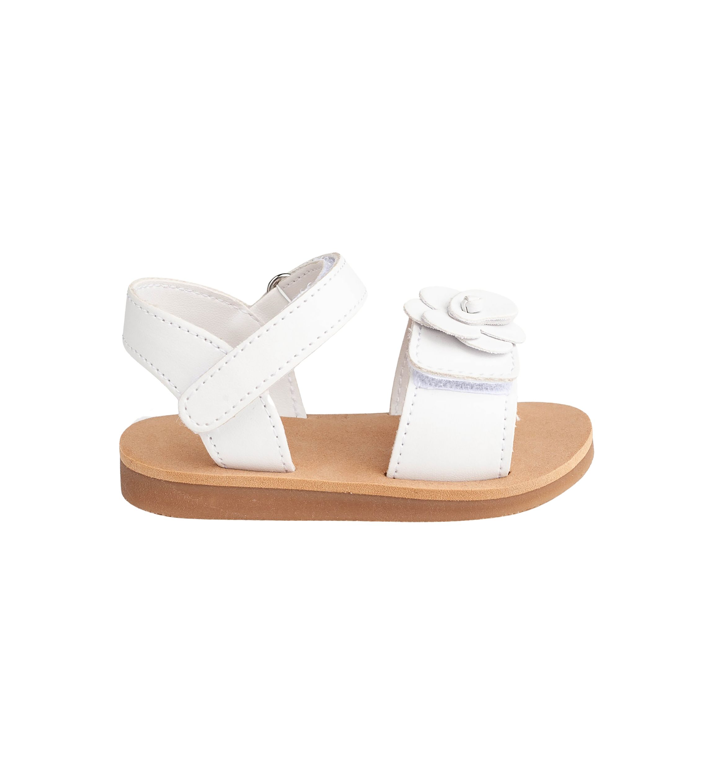 Toddler Girls Posey White Flower Double Velcro Sandals