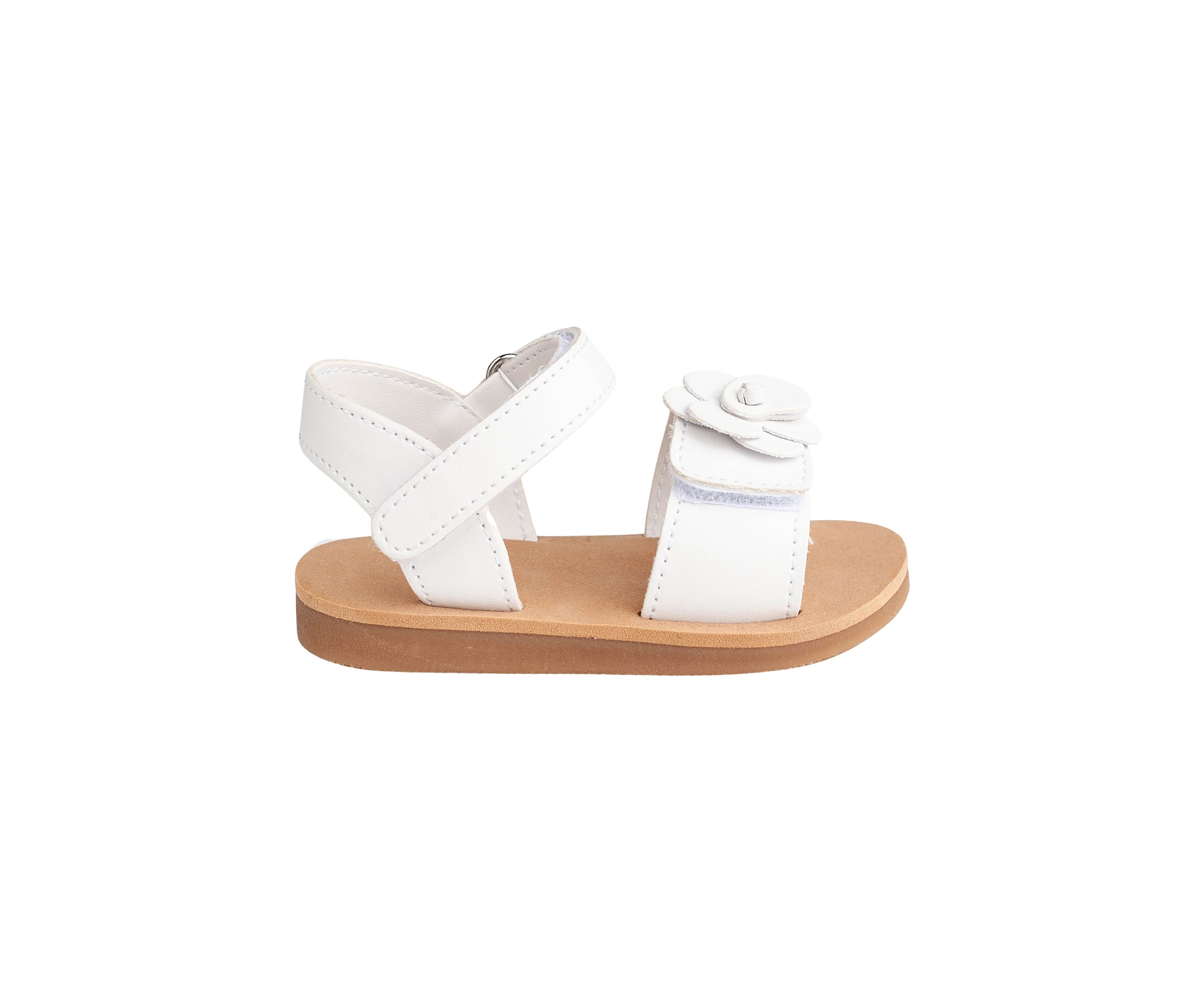 Toddler Girls Posey White Flower Double Velcro Sandals