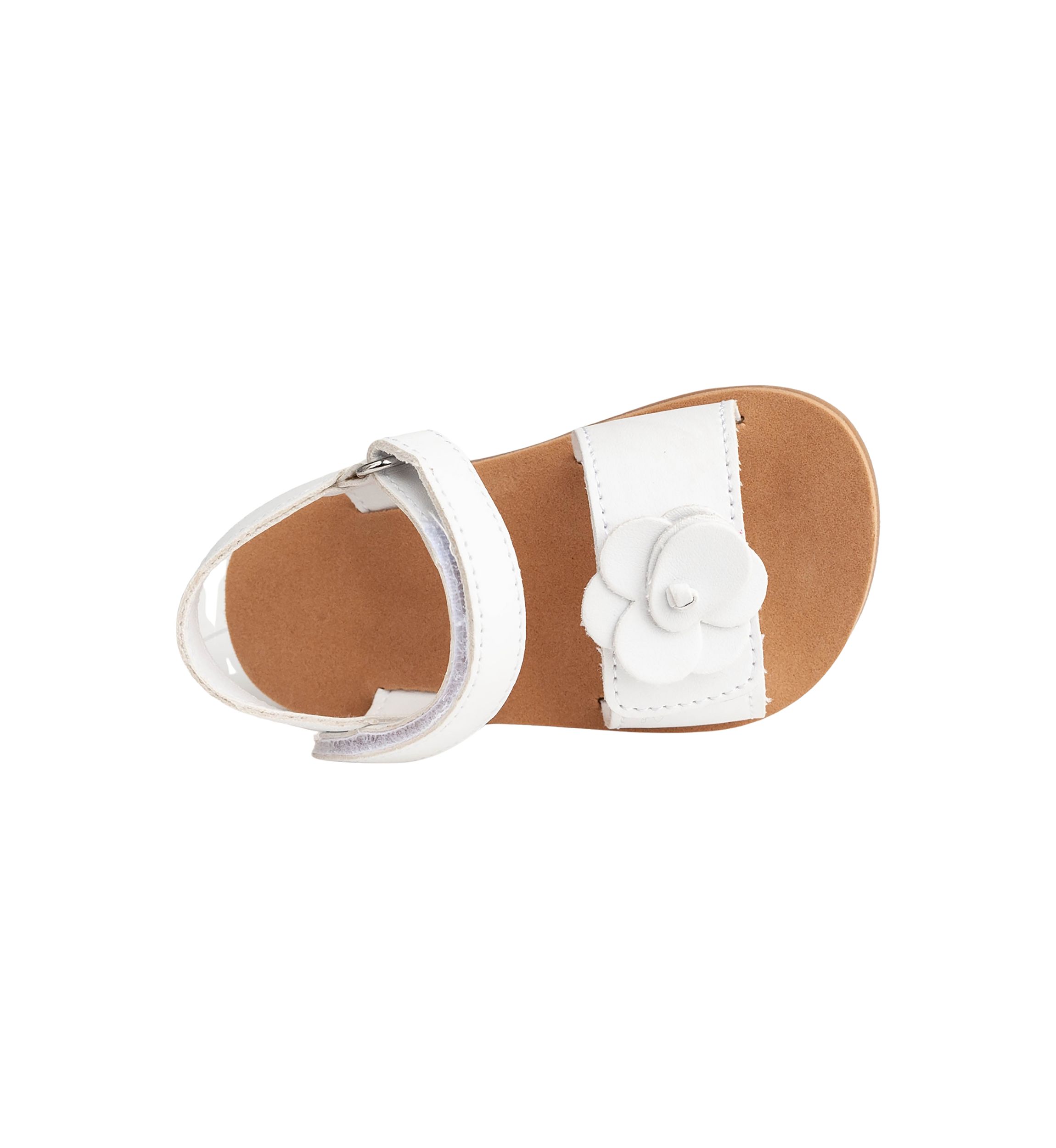 Toddler Girls Posey White Flower Double Velcro Sandals