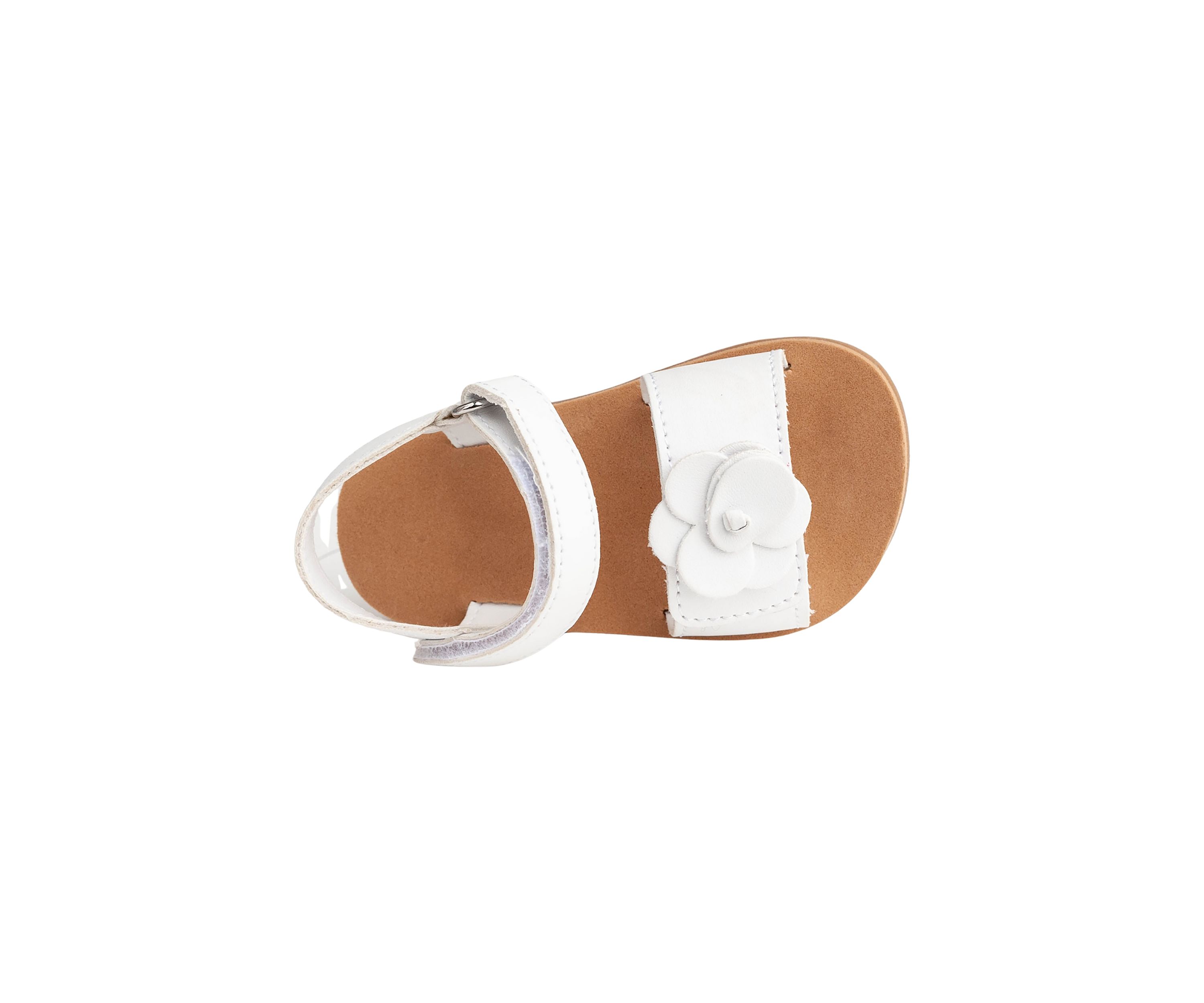Toddler Girls Posey White Flower Double Velcro Sandals